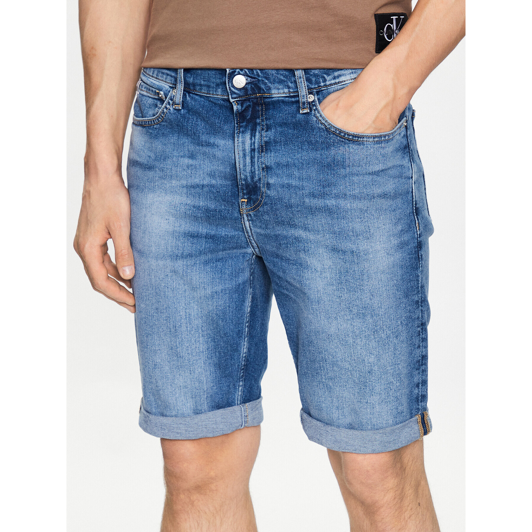 Calvin Klein Jeans Дънкови шорти J30J322784 Син Slim Fit - Pepit.bg