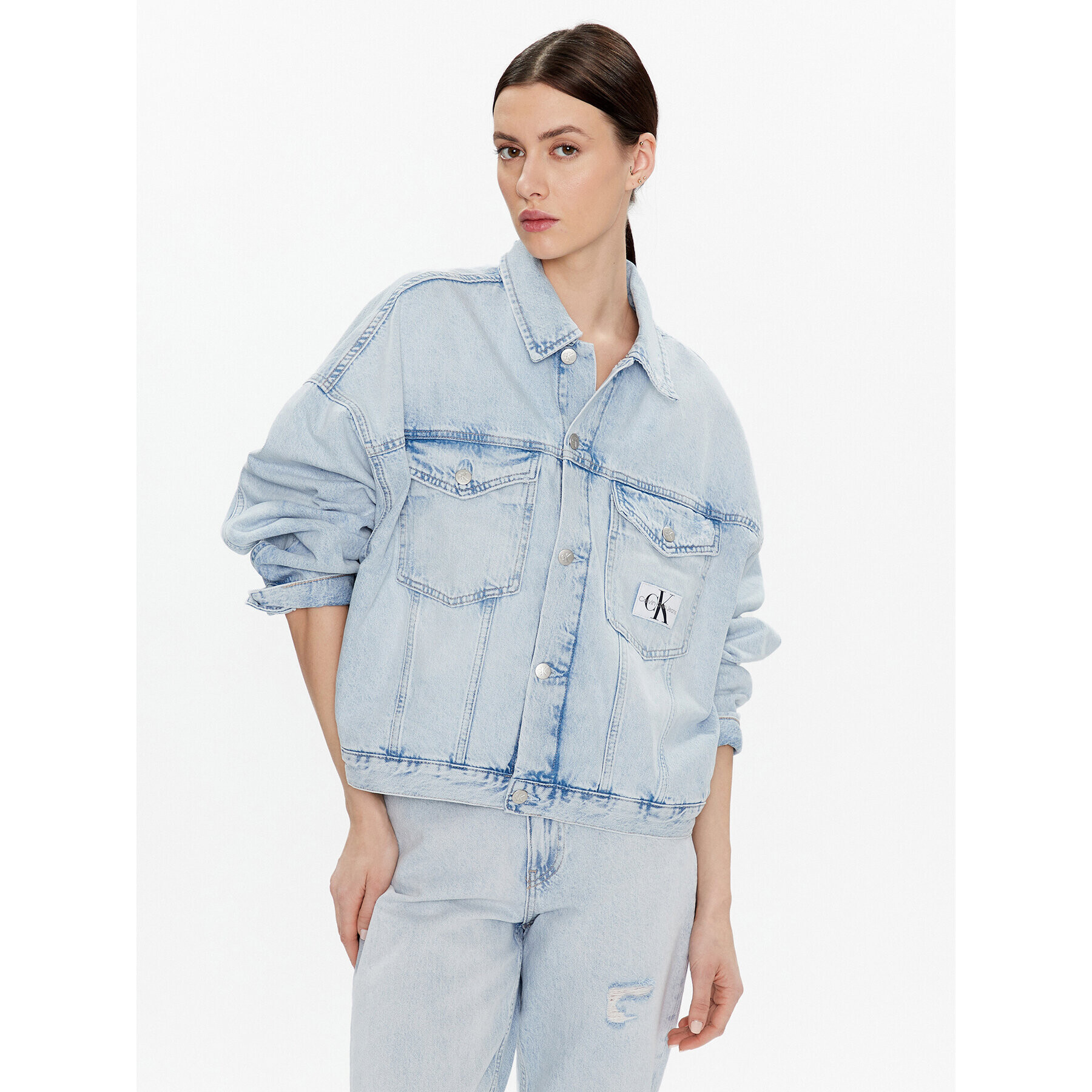 Calvin Klein Jeans Дънково яке J20J220229 Син Oversize - Pepit.bg