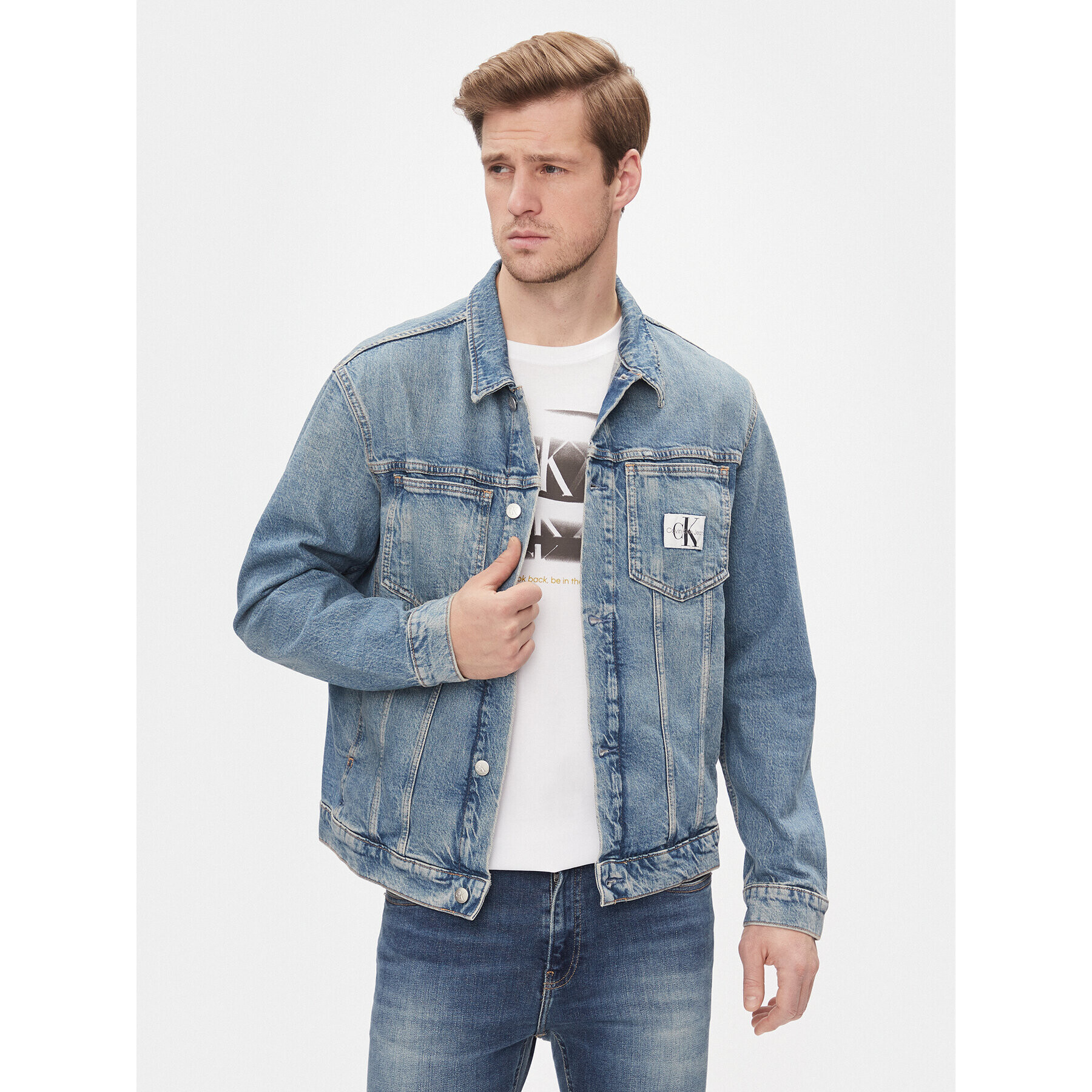 Calvin Klein Jeans Дънково яке Slim Denim Jacket J30J324569 Тъмносин Slim Fit - Pepit.bg