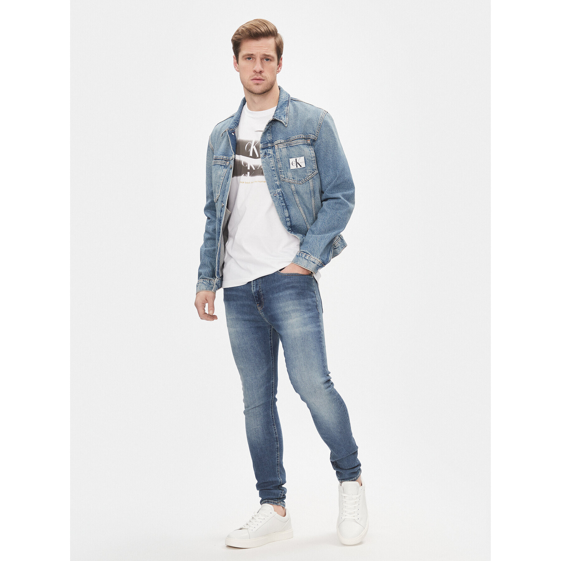 Calvin Klein Jeans Дънково яке Slim Denim Jacket J30J324569 Тъмносин Slim Fit - Pepit.bg