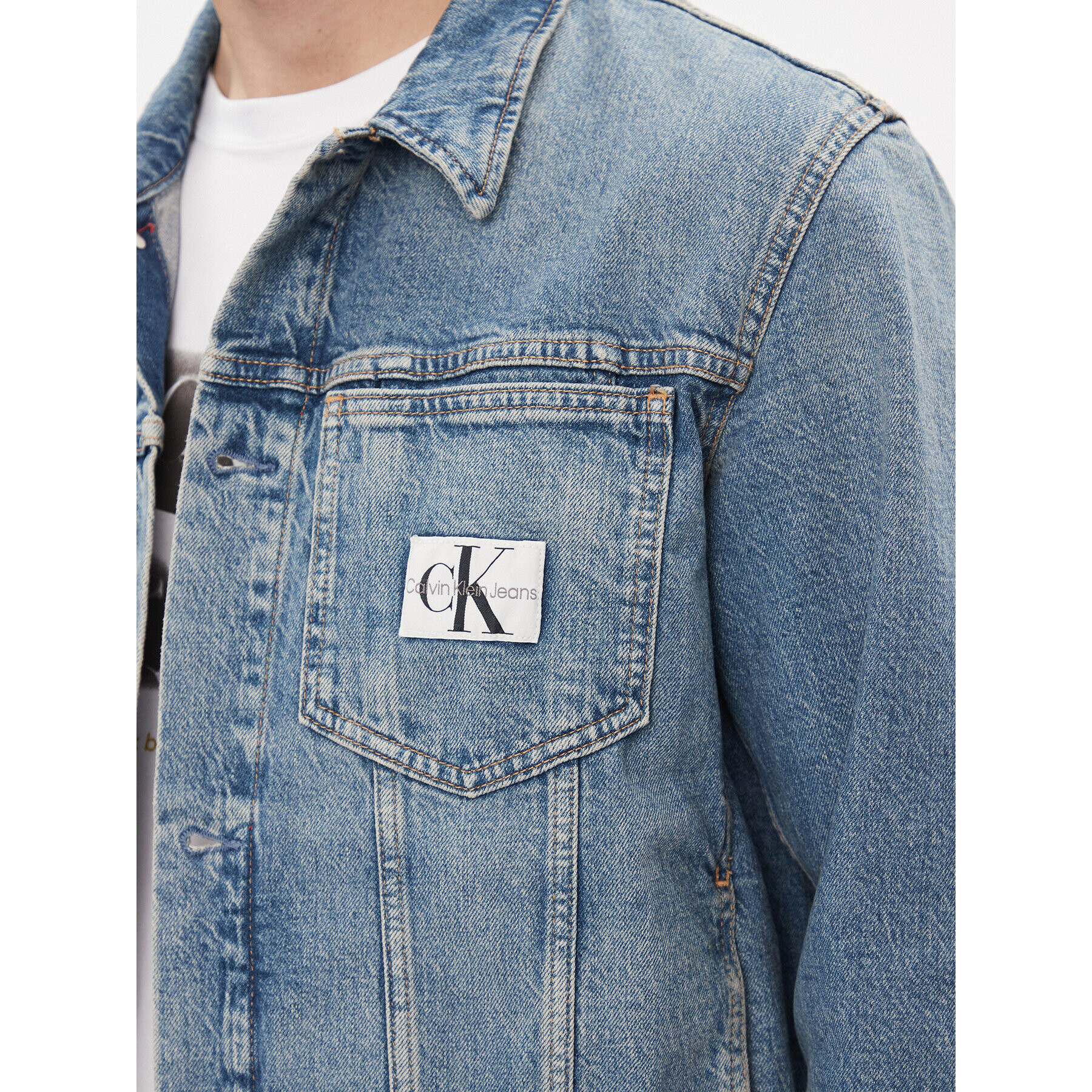 Calvin Klein Jeans Дънково яке Slim Denim Jacket J30J324569 Тъмносин Slim Fit - Pepit.bg