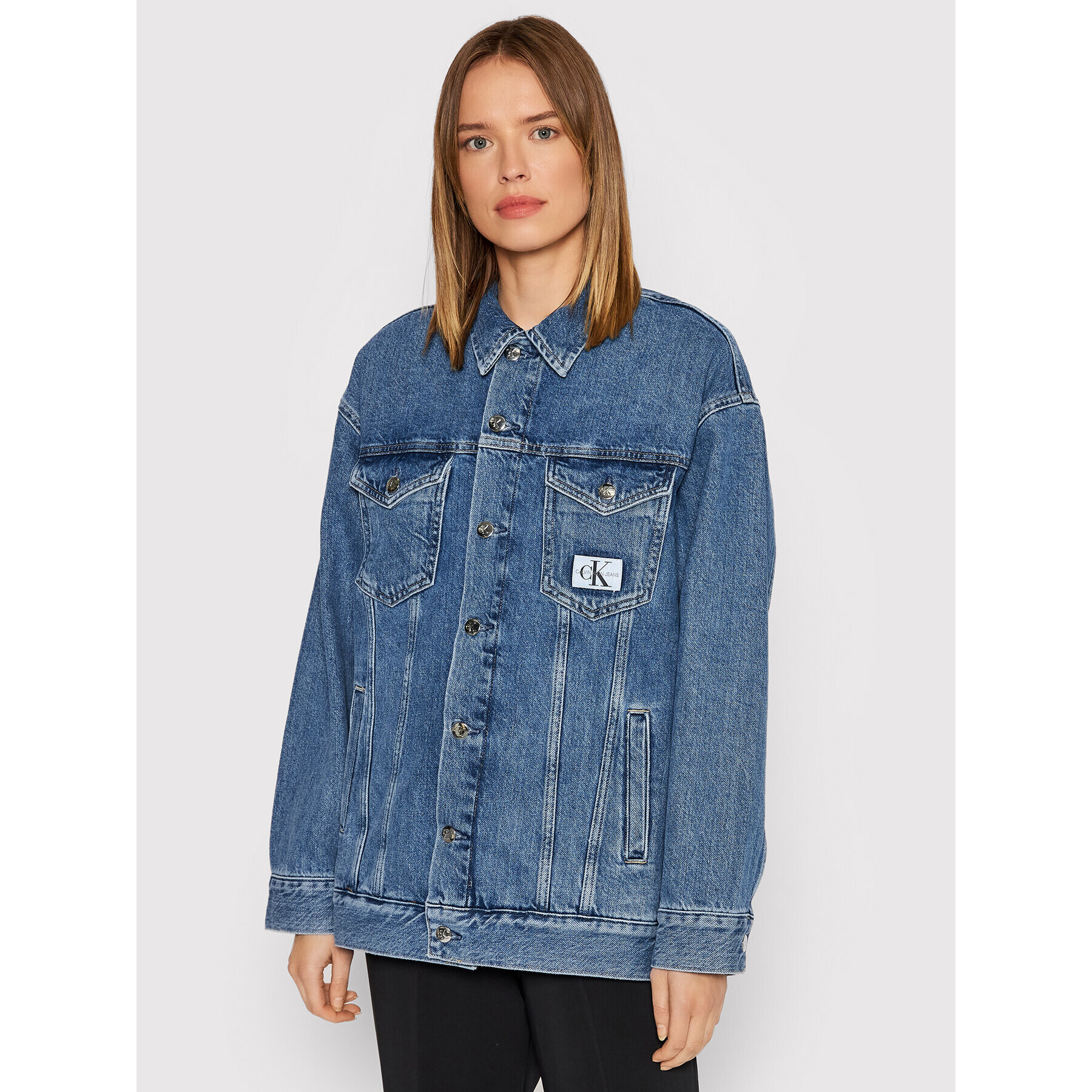 Calvin Klein Jeans Дънково яке J20J217095 Син Oversize - Pepit.bg