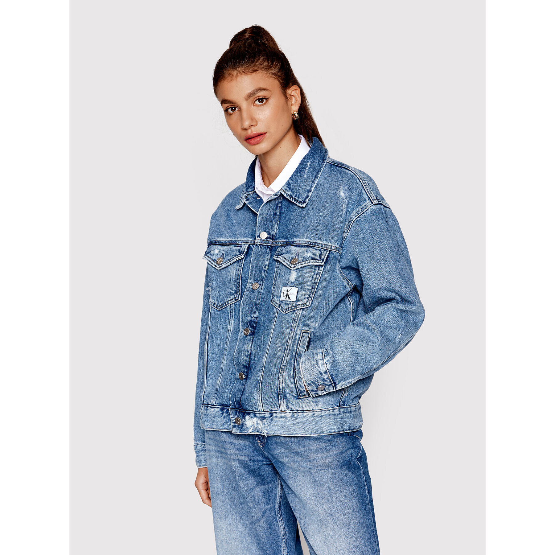 Calvin Klein Jeans Дънково яке J20J219207 Син Oversize - Pepit.bg
