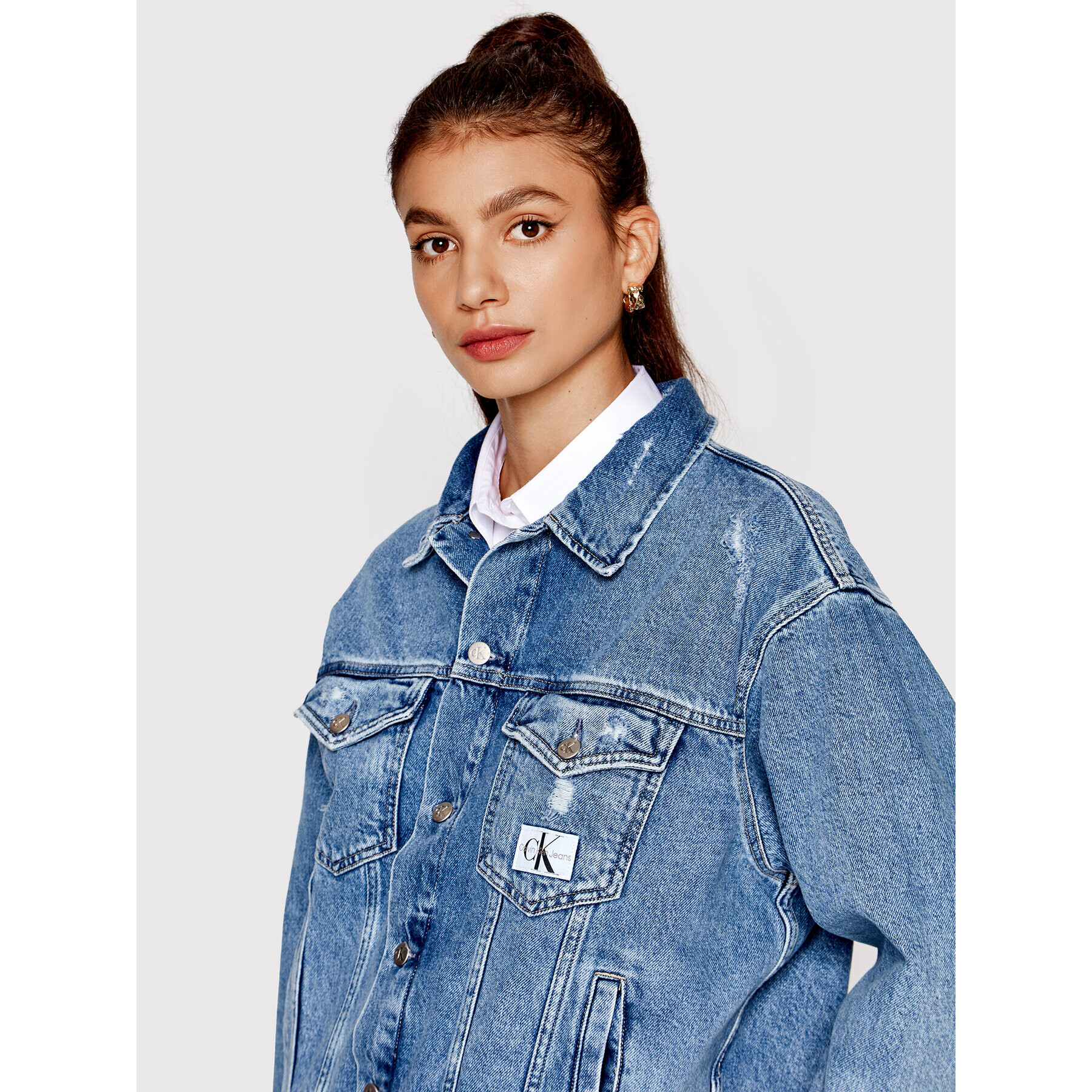 Calvin Klein Jeans Дънково яке J20J219207 Син Oversize - Pepit.bg