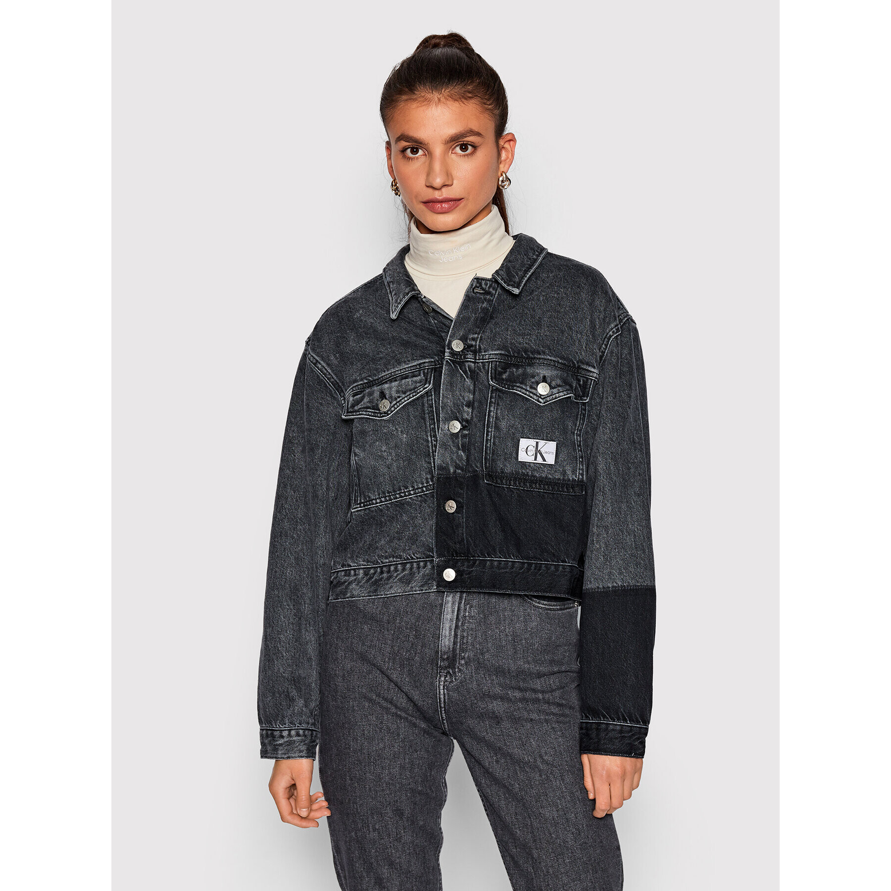 Calvin Klein Jeans Дънково яке J20J219211 Сив Oversize - Pepit.bg