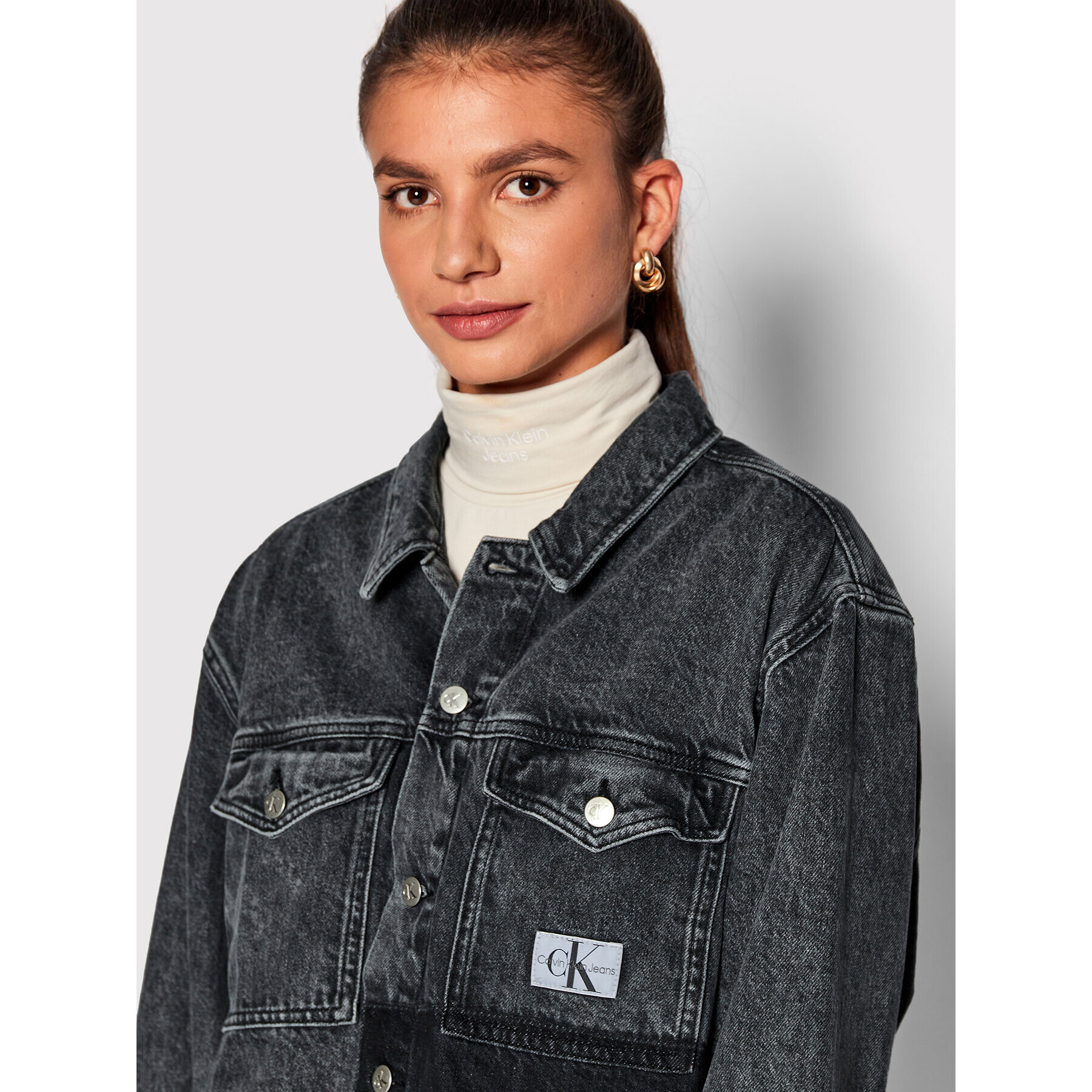 Calvin Klein Jeans Дънково яке J20J219211 Сив Oversize - Pepit.bg