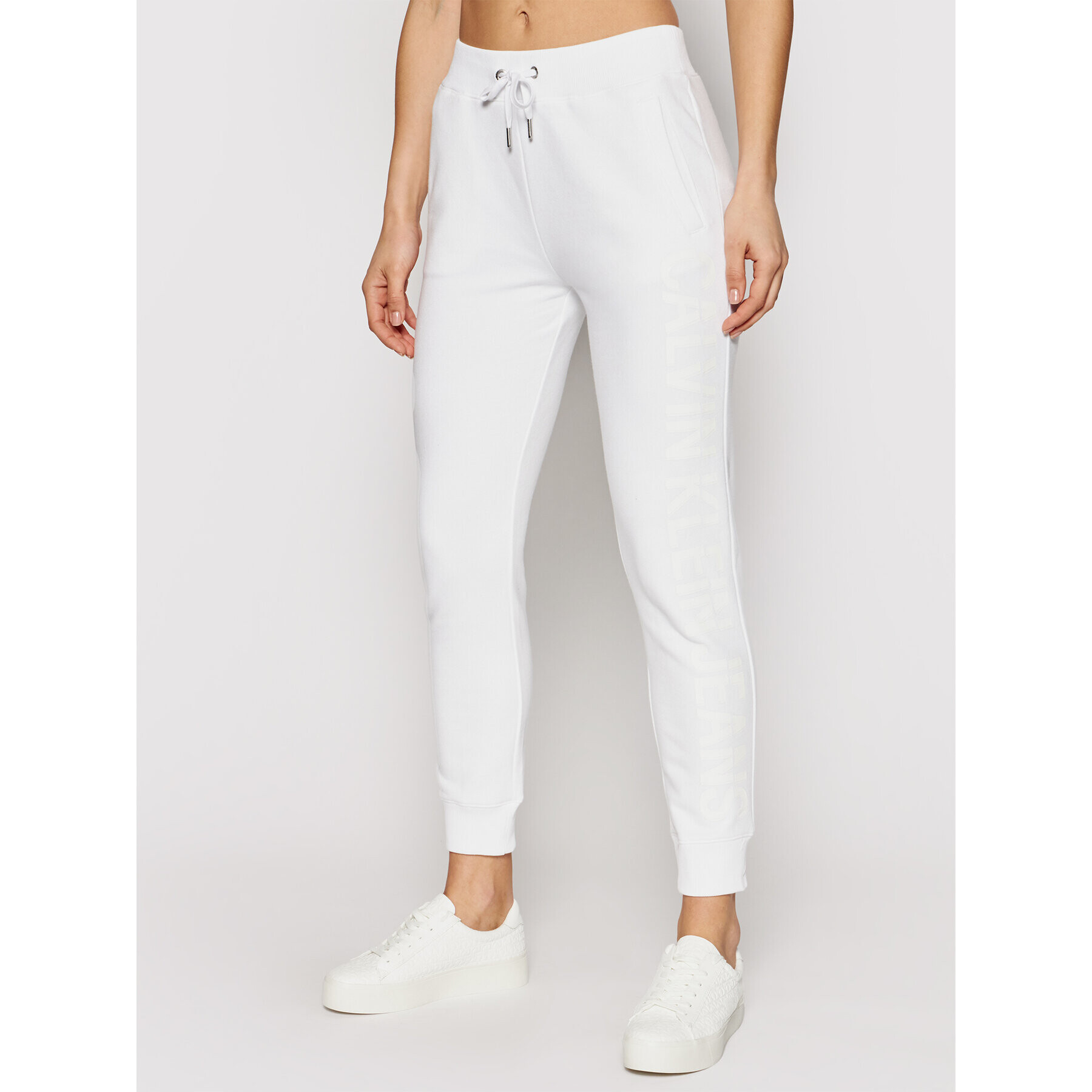 Calvin Klein Jeans Долнище анцуг J20J215551 Бял Regular Fit - Pepit.bg