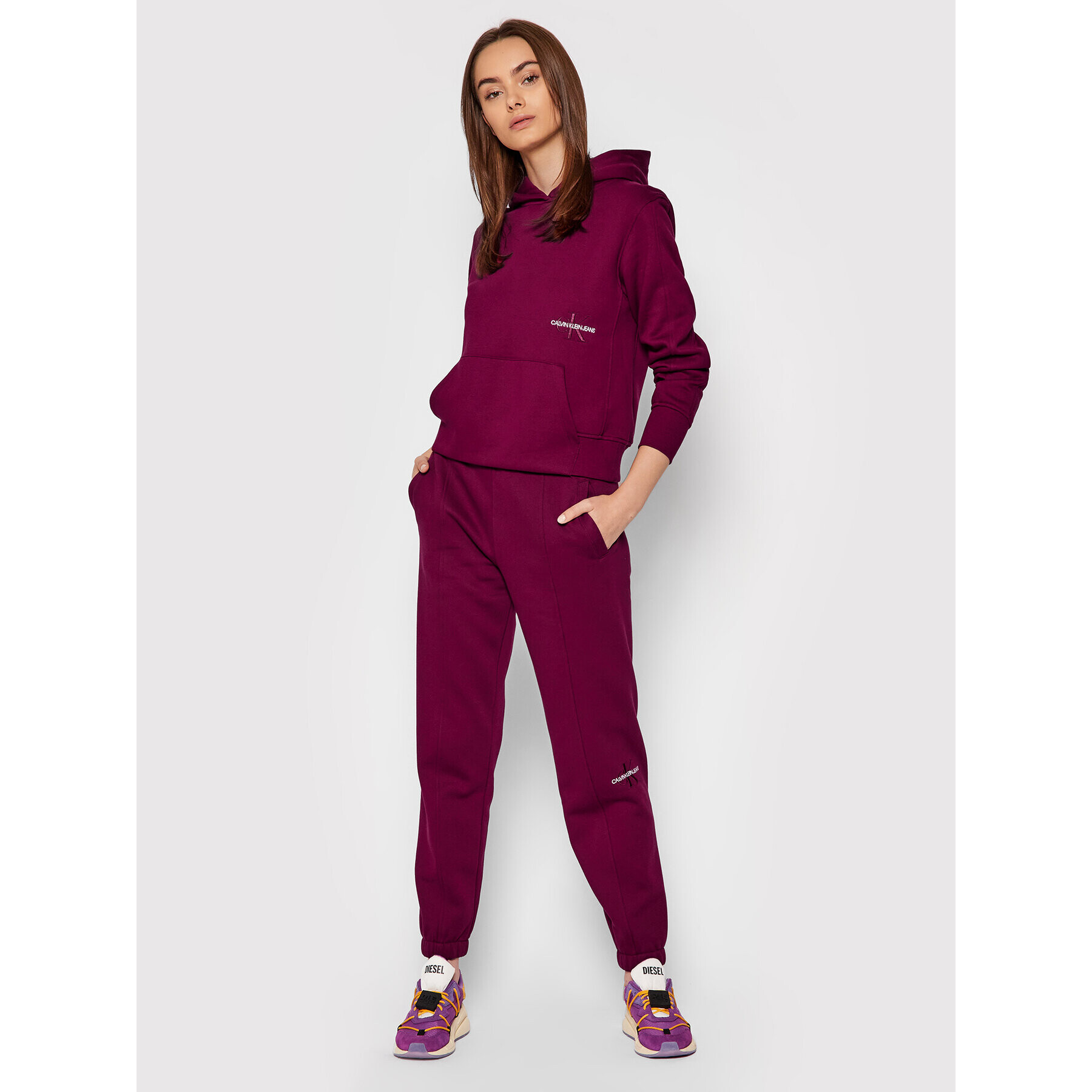 Calvin Klein Jeans Долнище анцуг J20J216240 Бордо Regular Fit - Pepit.bg