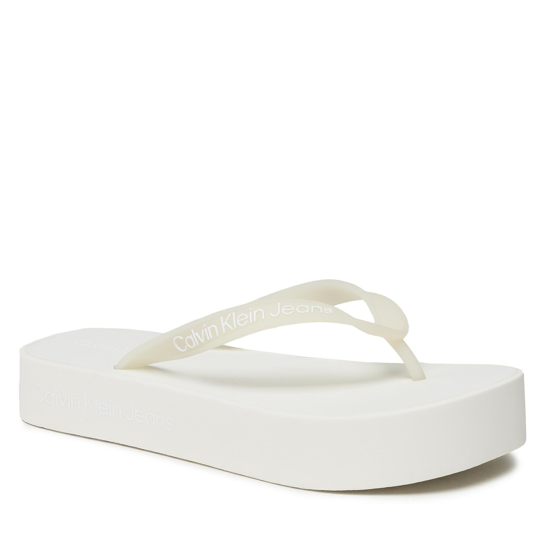 Calvin Klein Jeans Джапанки Beach Sandal Flatform Logo YW0YW01092 Бял - Pepit.bg