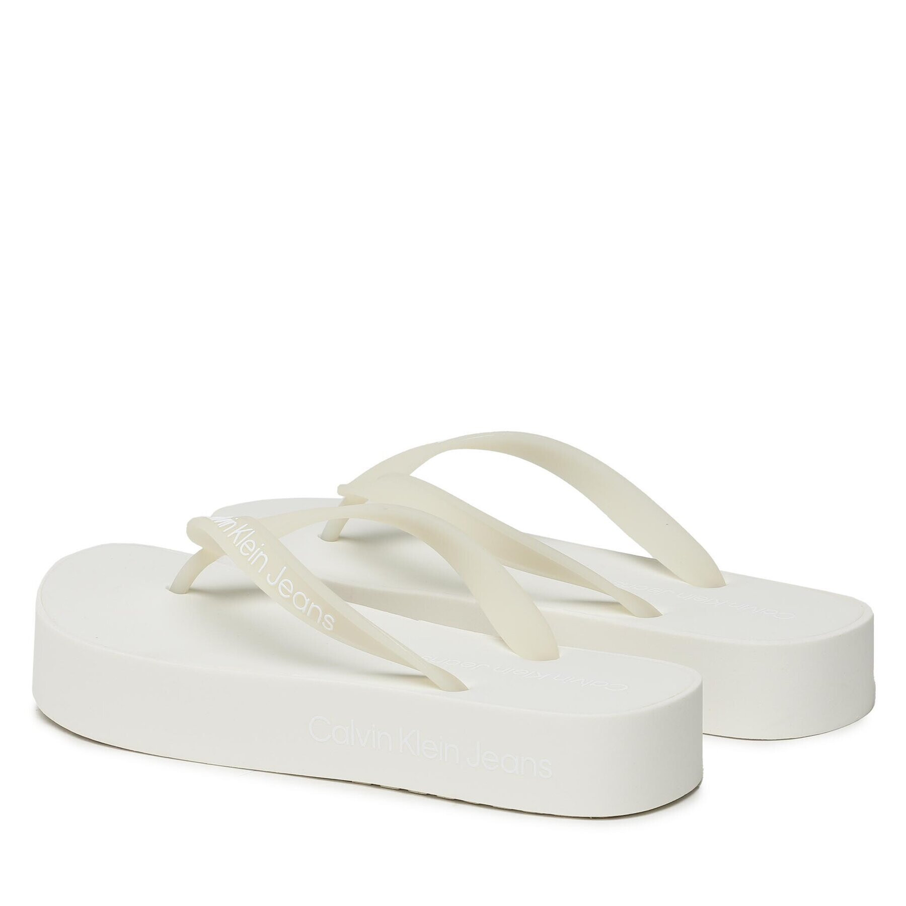 Calvin Klein Jeans Джапанки Beach Sandal Flatform Logo YW0YW01092 Бял - Pepit.bg