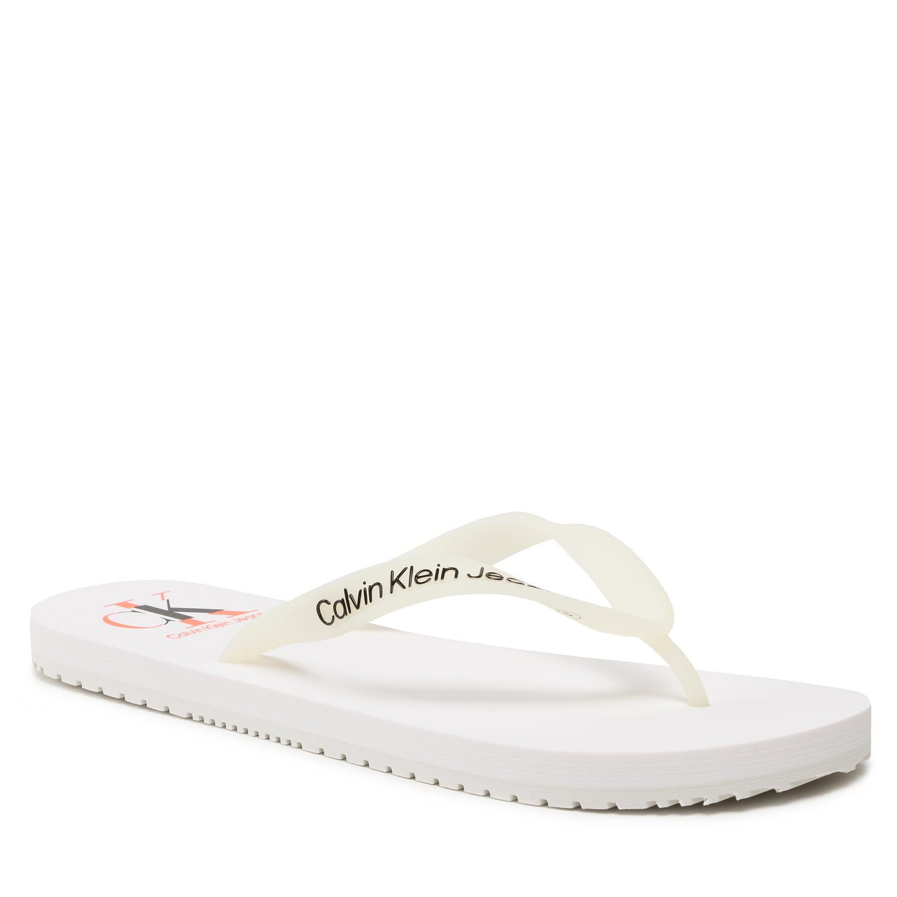 Calvin Klein Jeans Джапанки Beach Sandal Logo YM0YM00656 Бял - Pepit.bg