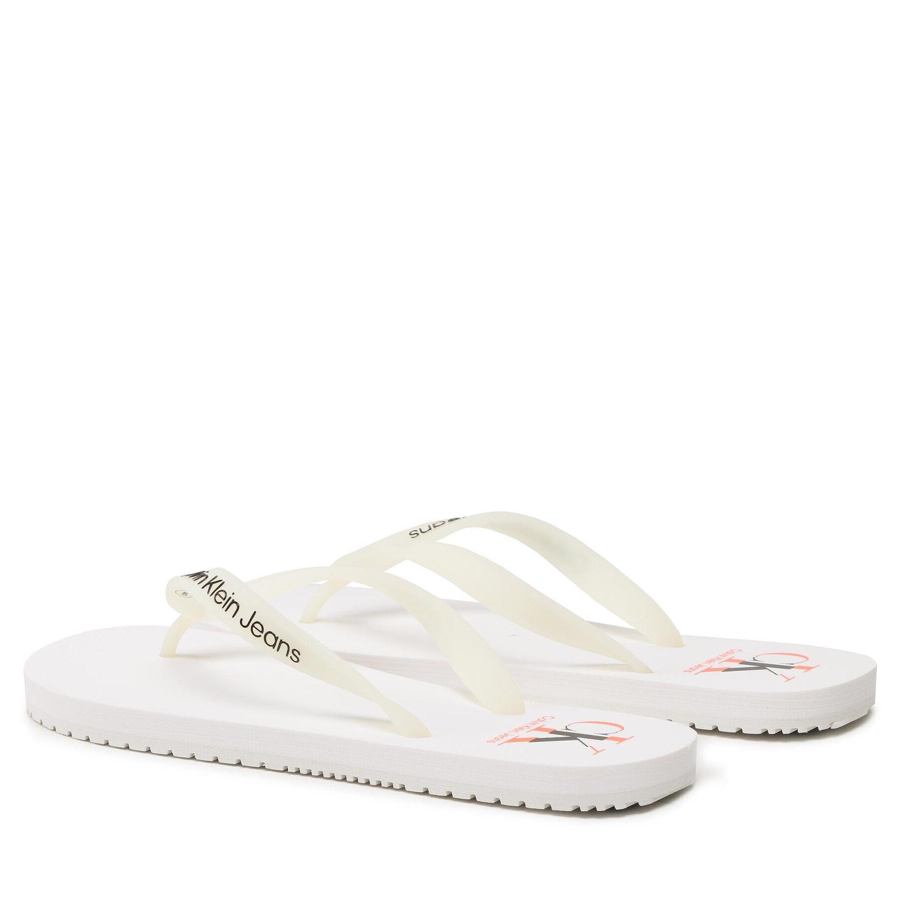 Calvin Klein Jeans Джапанки Beach Sandal Logo YM0YM00656 Бял - Pepit.bg