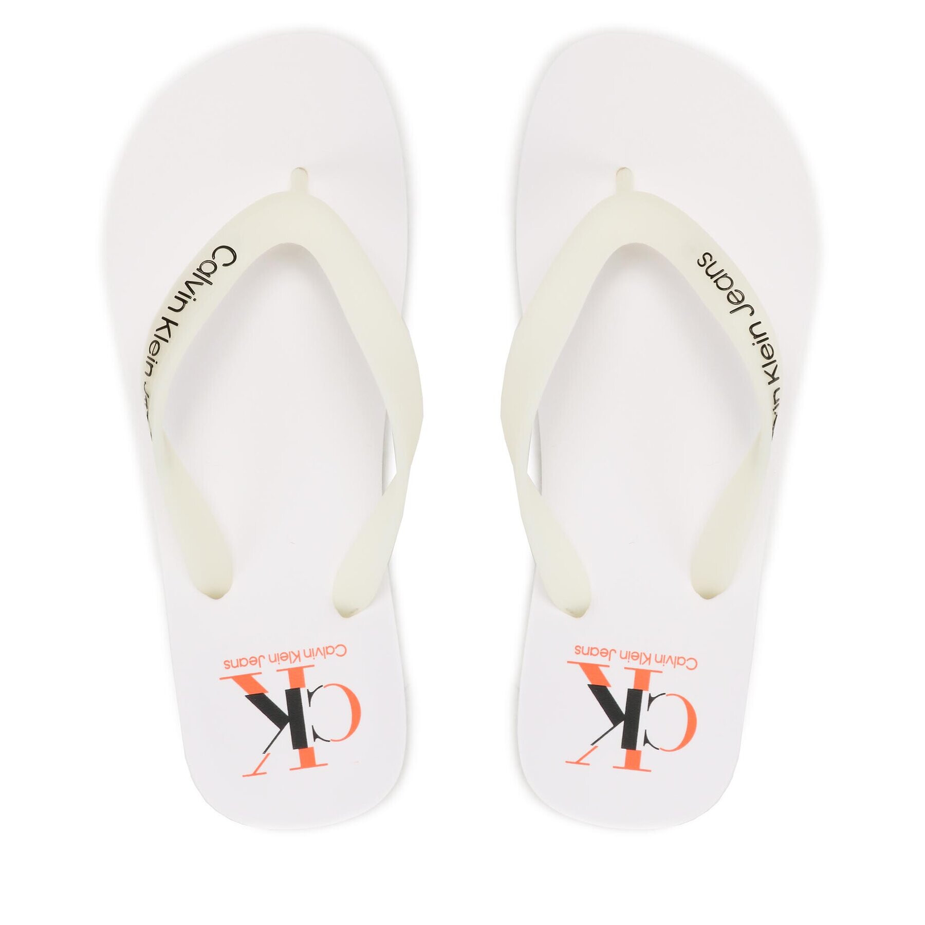 Calvin Klein Jeans Джапанки Beach Sandal Logo YM0YM00656 Бял - Pepit.bg