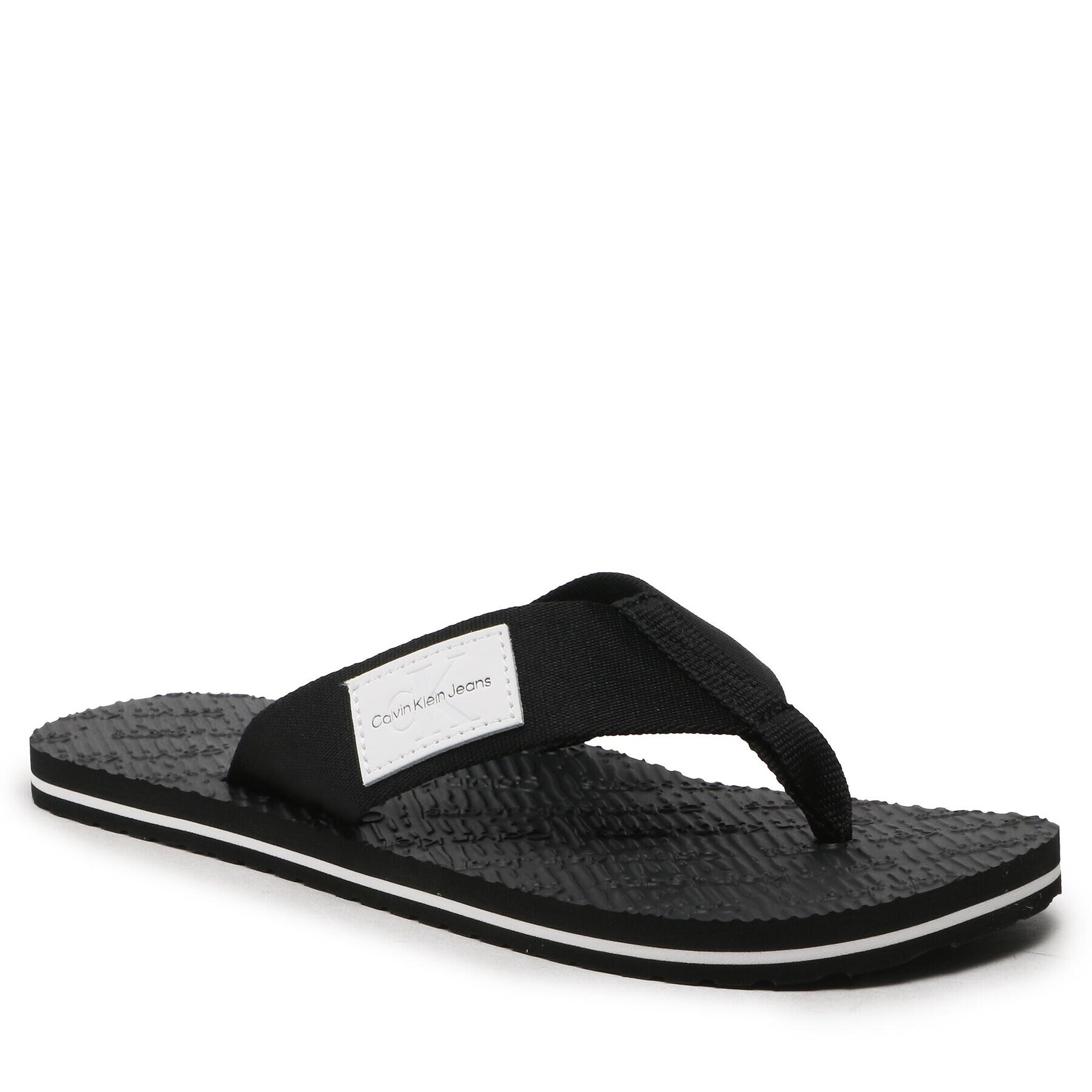 Calvin Klein Jeans Джапанки Beach Sandal Woven Patch YM0YM00657 Черен - Pepit.bg