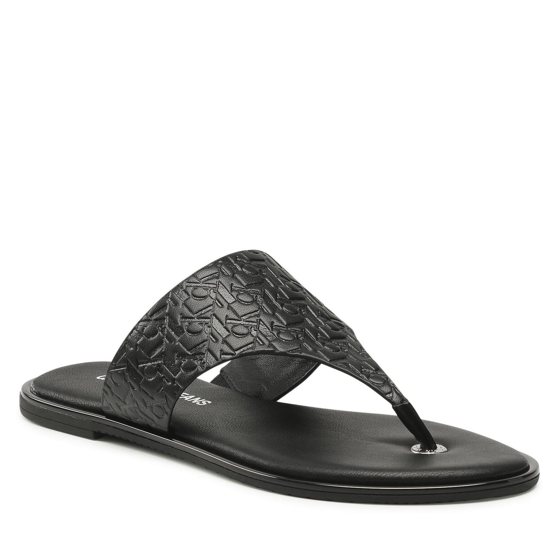 Calvin Klein Jeans Джапанки Flat Sandal Toe Slide Em Pa-Pl YW0YW00142 Черен - Pepit.bg