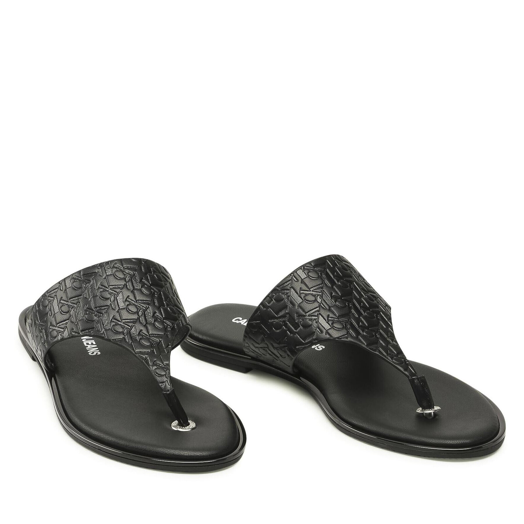 Calvin Klein Jeans Джапанки Flat Sandal Toe Slide Em Pa-Pl YW0YW00142 Черен - Pepit.bg