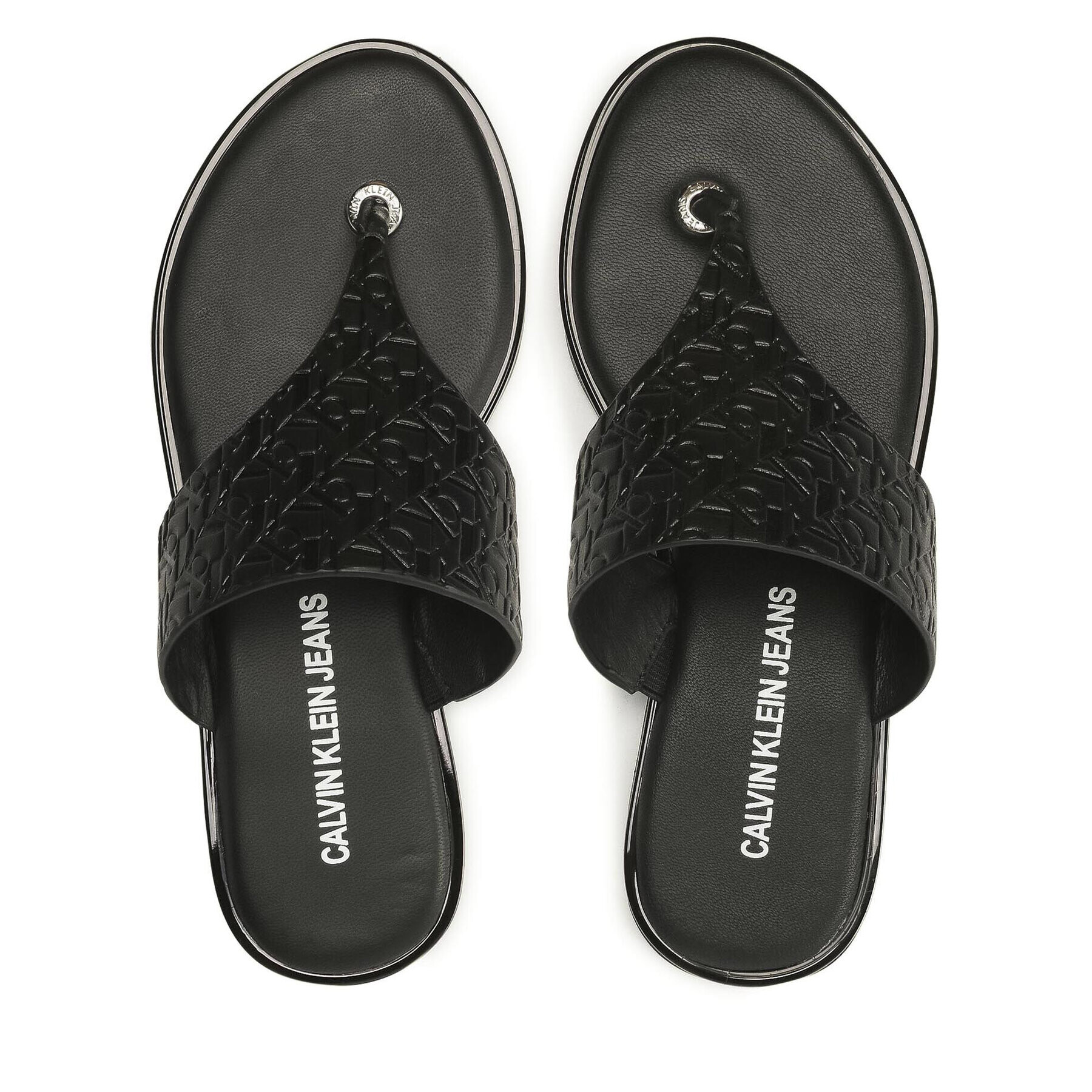 Calvin Klein Jeans Джапанки Flat Sandal Toe Slide Em Pa-Pl YW0YW00142 Черен - Pepit.bg