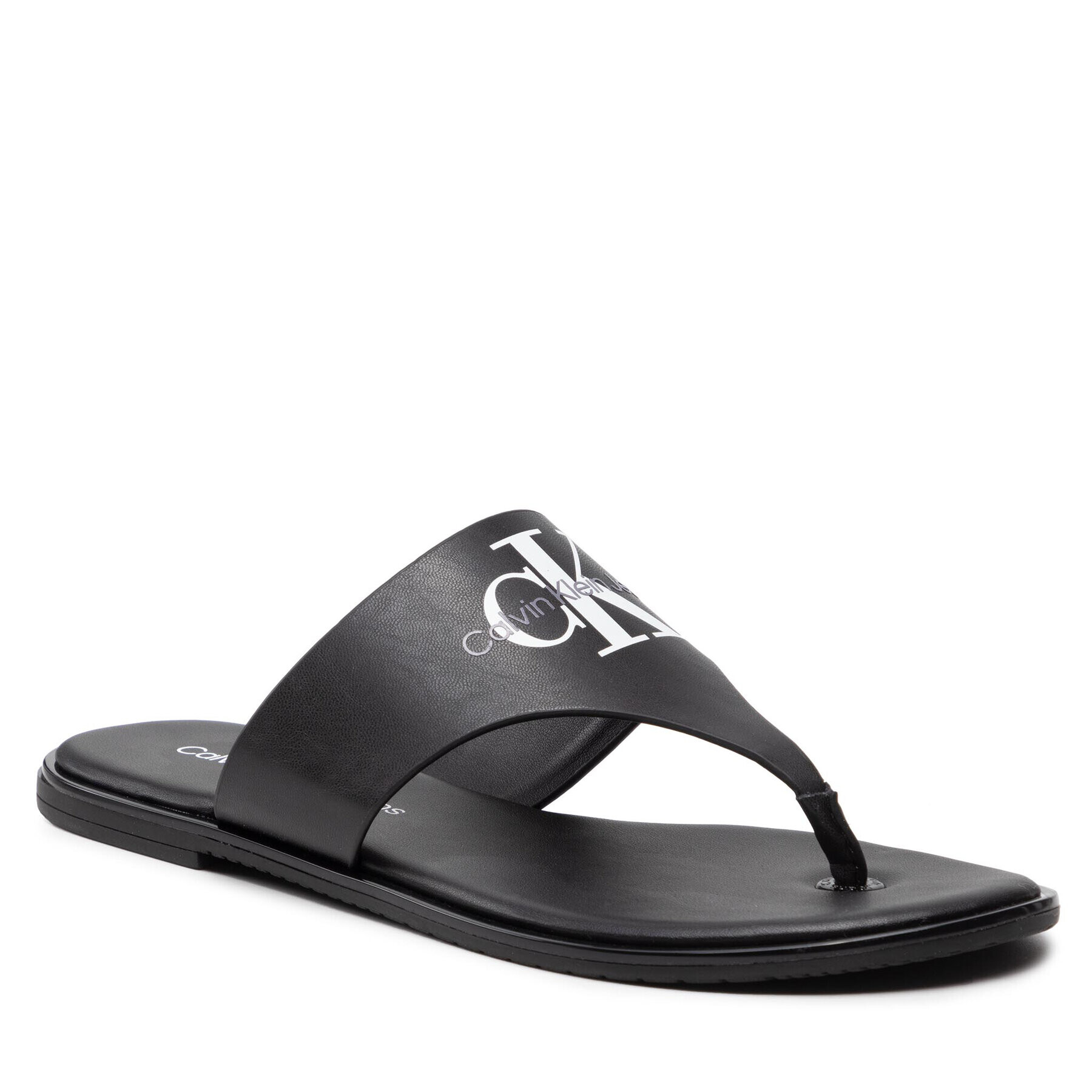 Calvin Klein Jeans Джапанки Flat Sandal Toe Slide Lth YW0YW00538 Черен - Pepit.bg