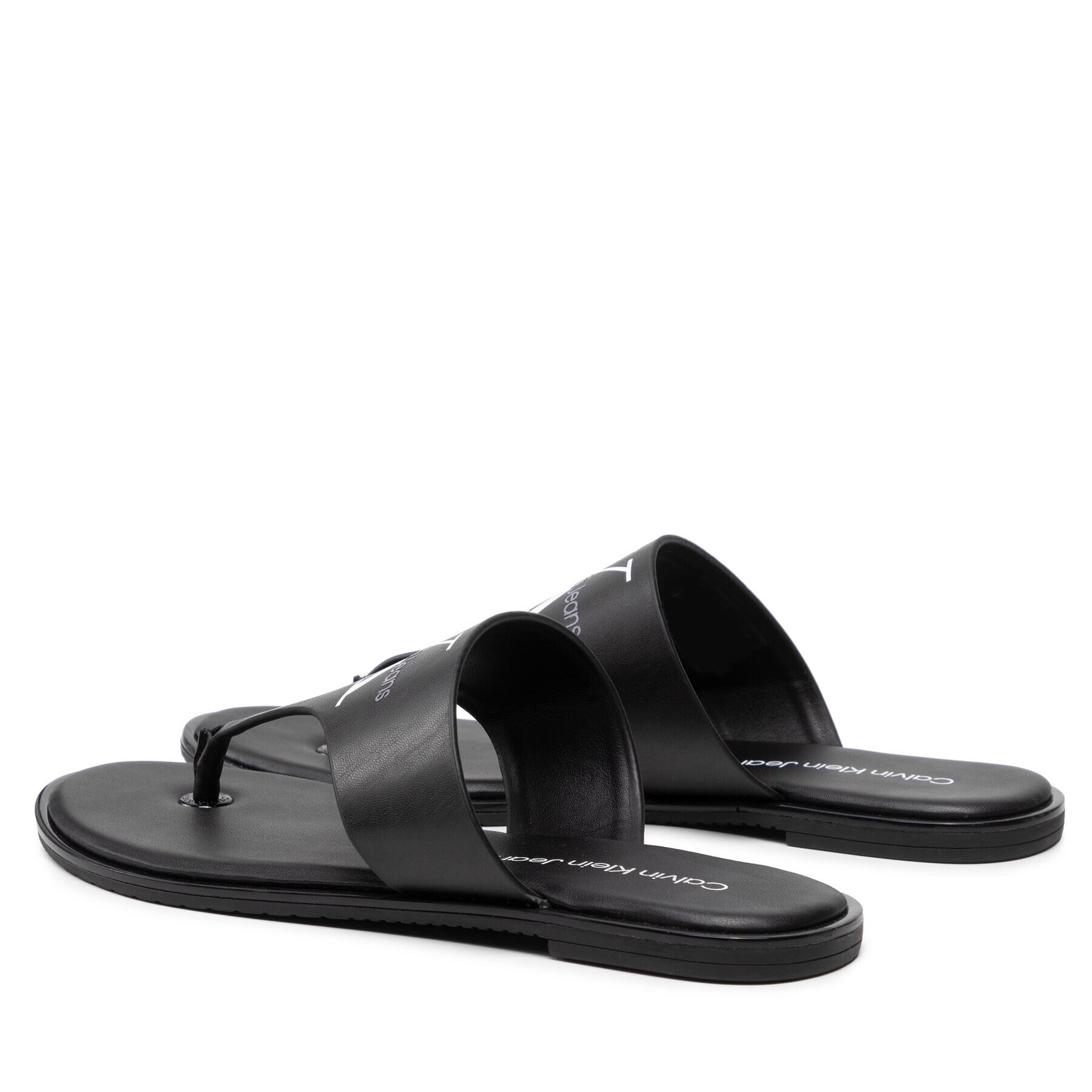 Calvin Klein Jeans Джапанки Flat Sandal Toe Slide Lth YW0YW00538 Черен - Pepit.bg