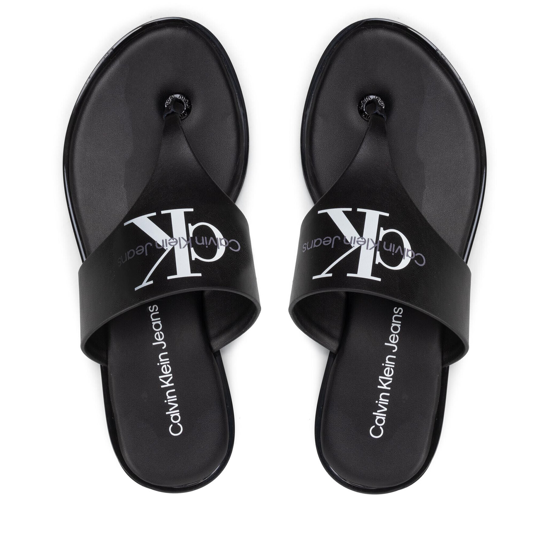 Calvin Klein Jeans Джапанки Flat Sandal Toe Slide Lth YW0YW00538 Черен - Pepit.bg