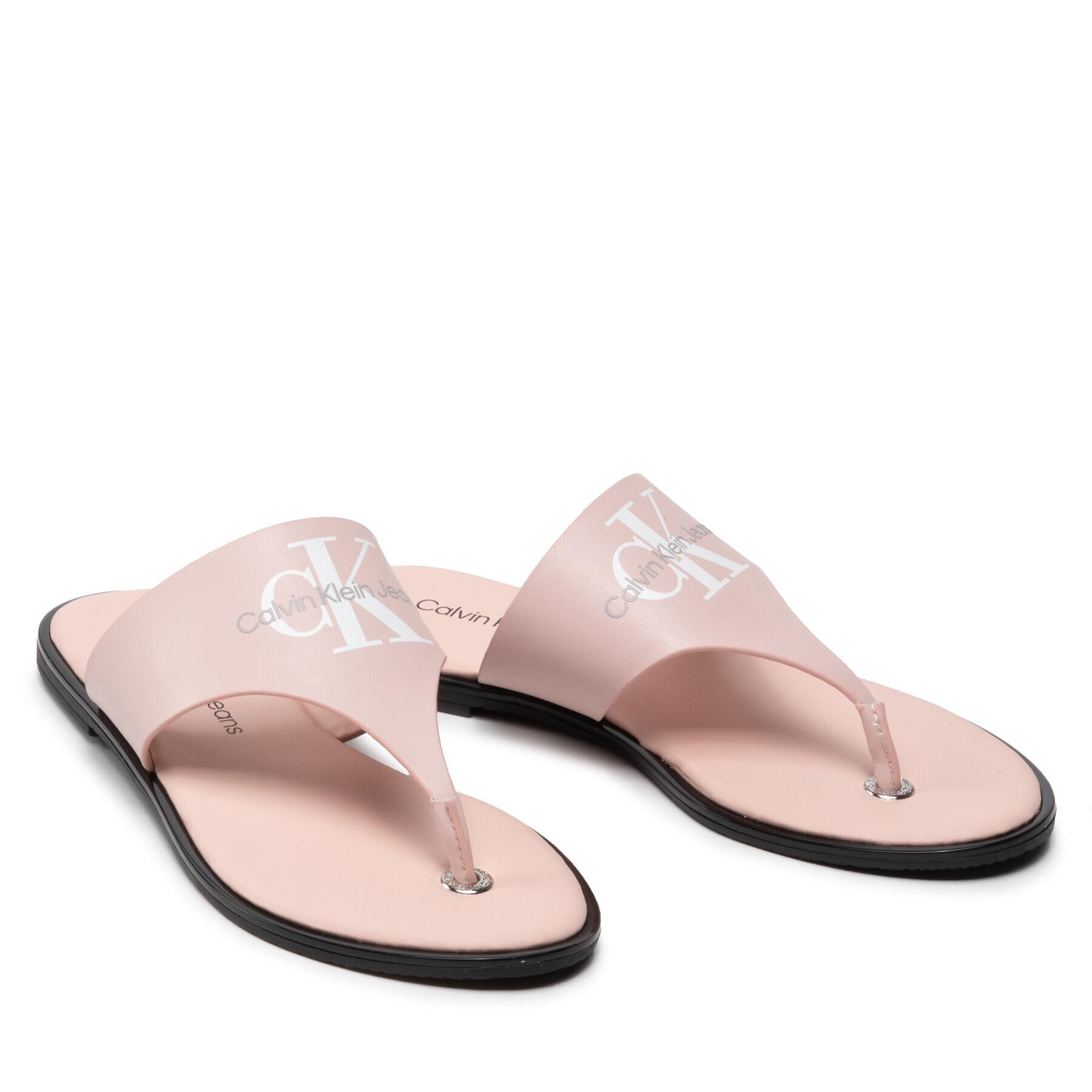 Calvin Klein Jeans Джапанки Flat Sandal Toe Slide Lth YW0YW00538 Розов - Pepit.bg