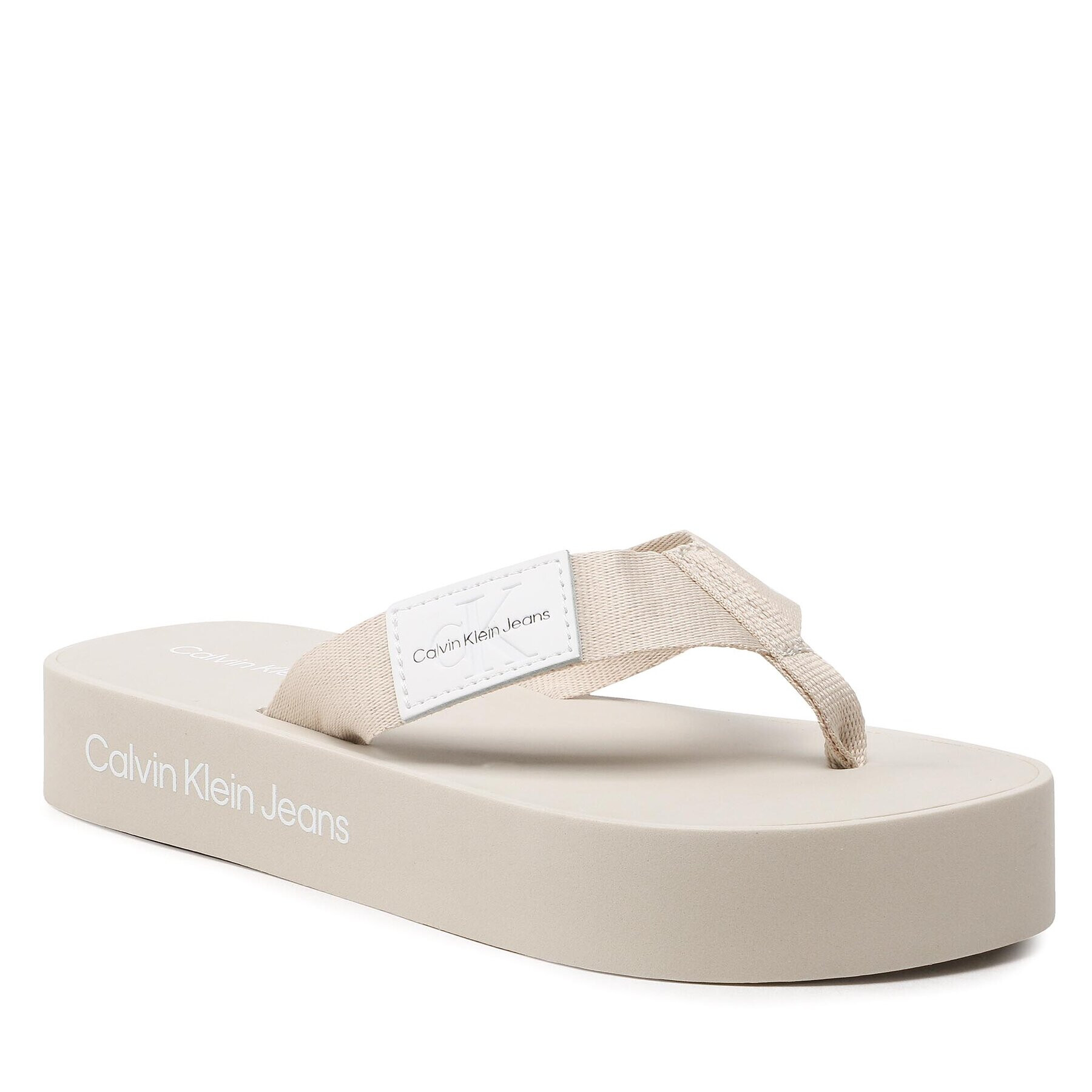 Calvin Klein Jeans Джапанки Flatform Flipflop YW0YW00993 Бежов - Pepit.bg