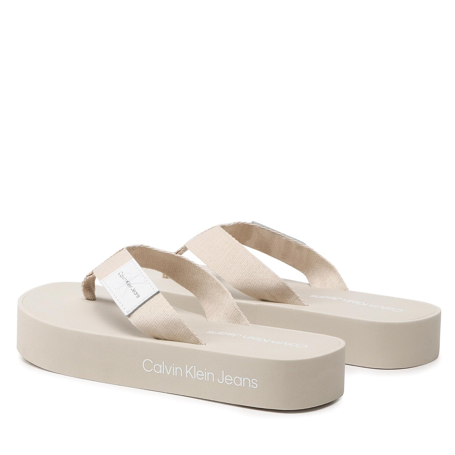 Calvin Klein Jeans Джапанки Flatform Flipflop YW0YW00993 Бежов - Pepit.bg