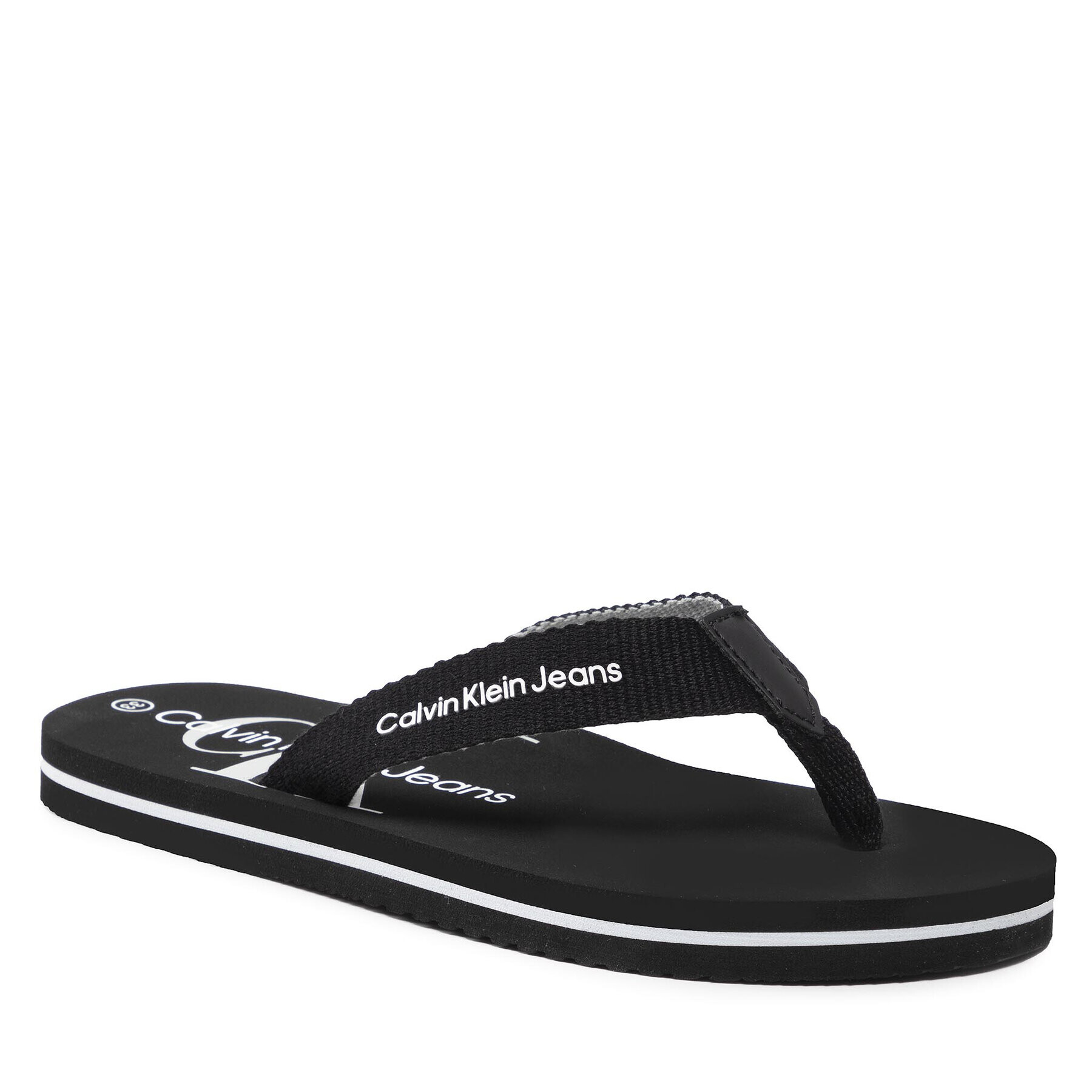 Calvin Klein Jeans Джапанки Logo Print Flip Flop V3B8-80155-0058 S Черен - Pepit.bg