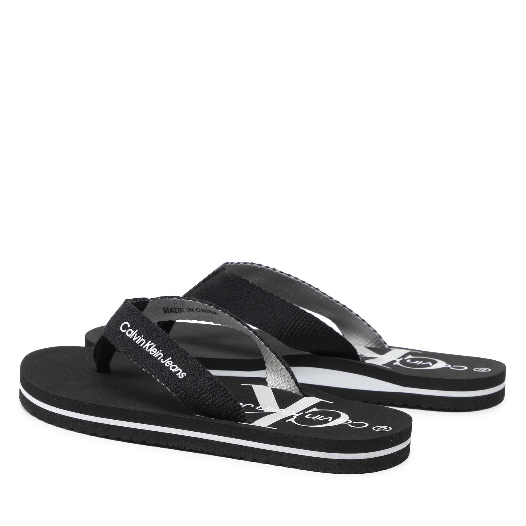 Calvin Klein Jeans Джапанки Logo Print Flip Flop V3B8-80155-0058 S Черен - Pepit.bg