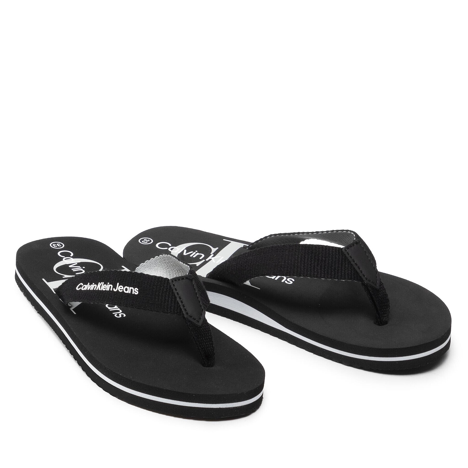 Calvin Klein Jeans Джапанки Logo Print Flip Flop V3B8-80155-0058 S Черен - Pepit.bg