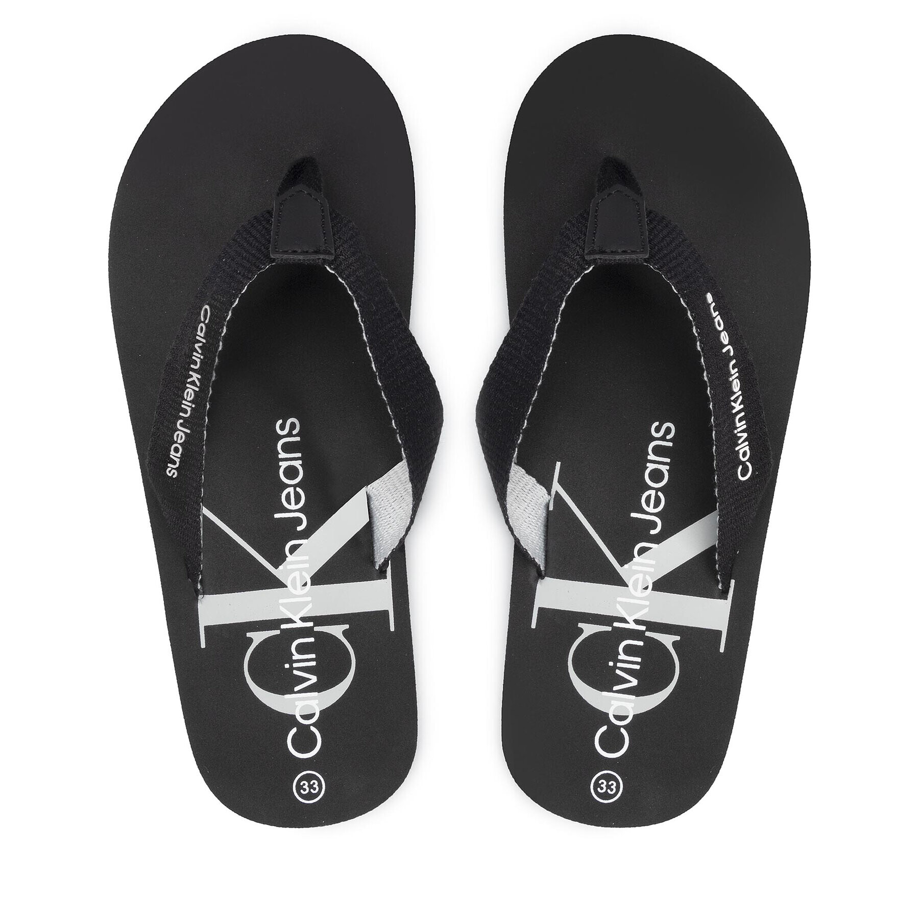 Calvin Klein Jeans Джапанки Logo Print Flip Flop V3B8-80155-0058 S Черен - Pepit.bg