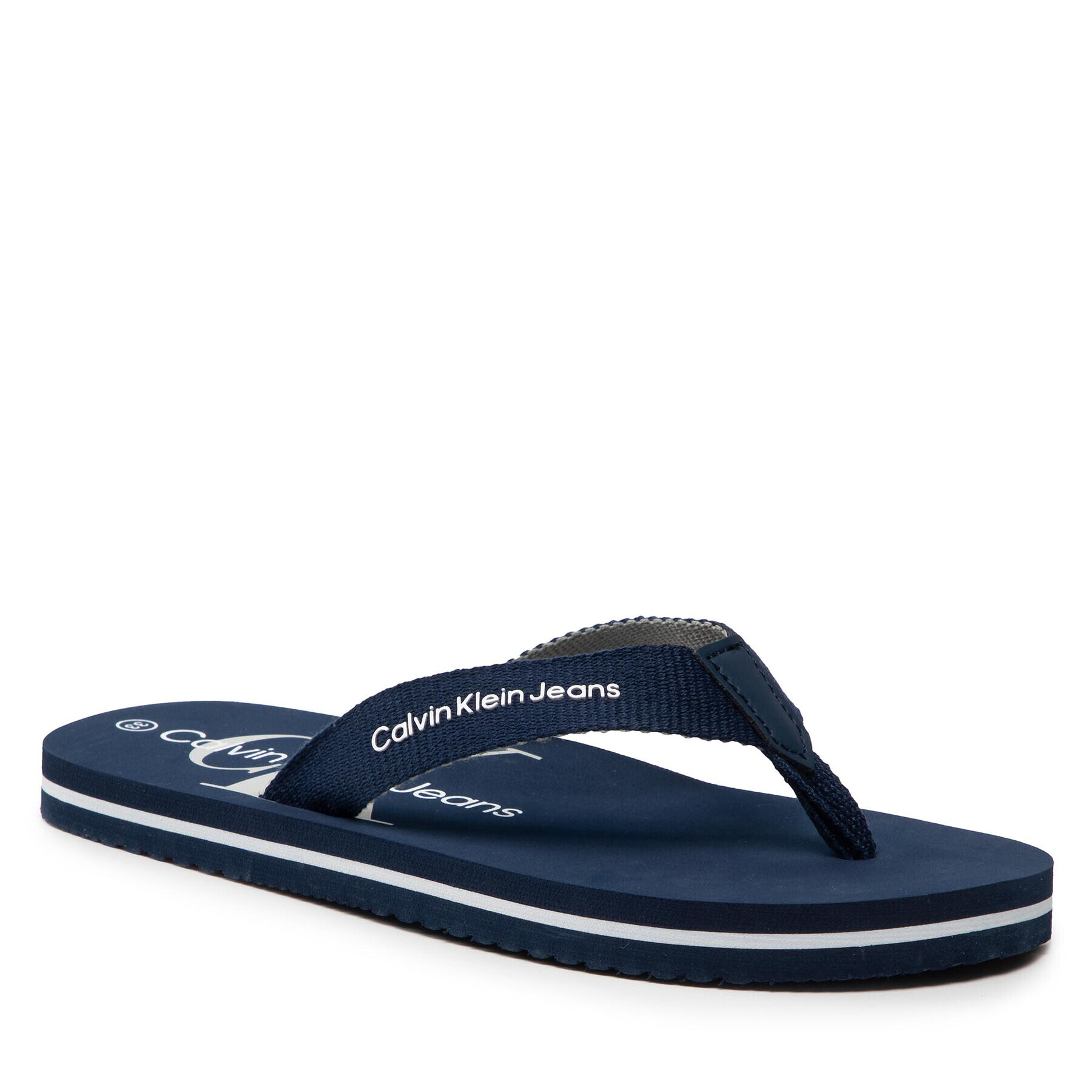 Calvin Klein Jeans Джапанки Logo Print Flip Flop V3B8-80155-0058 S Тъмносин - Pepit.bg