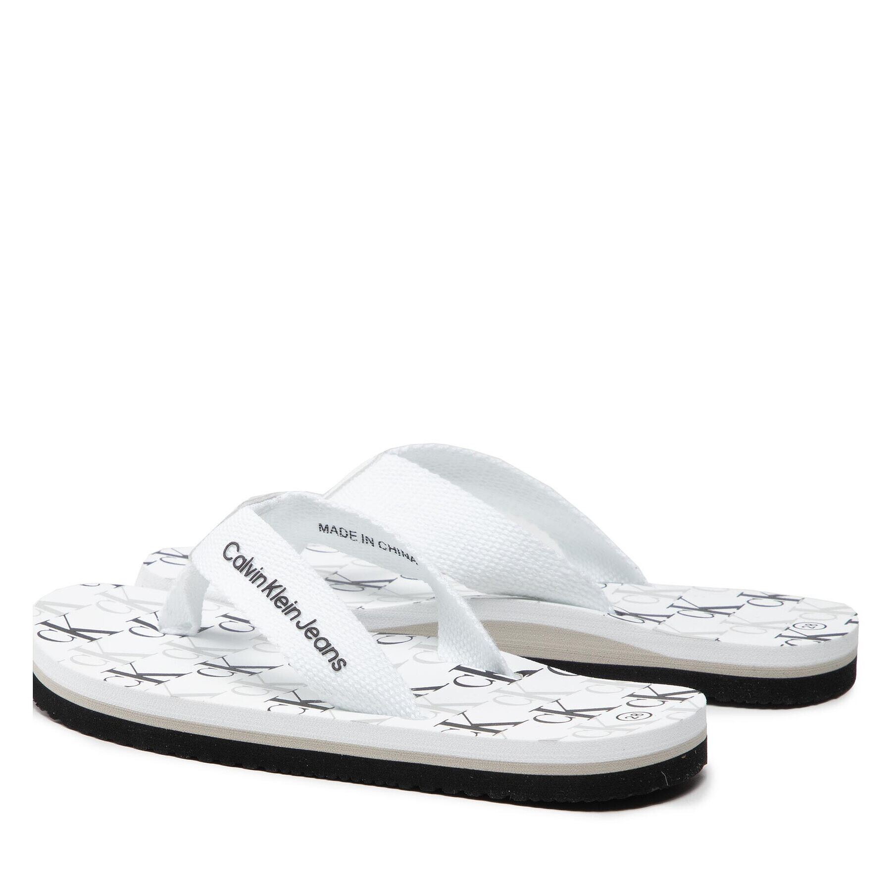 Calvin Klein Jeans Джапанки Logo Print Flip Flop V3X8-80156-0058 M Бял - Pepit.bg