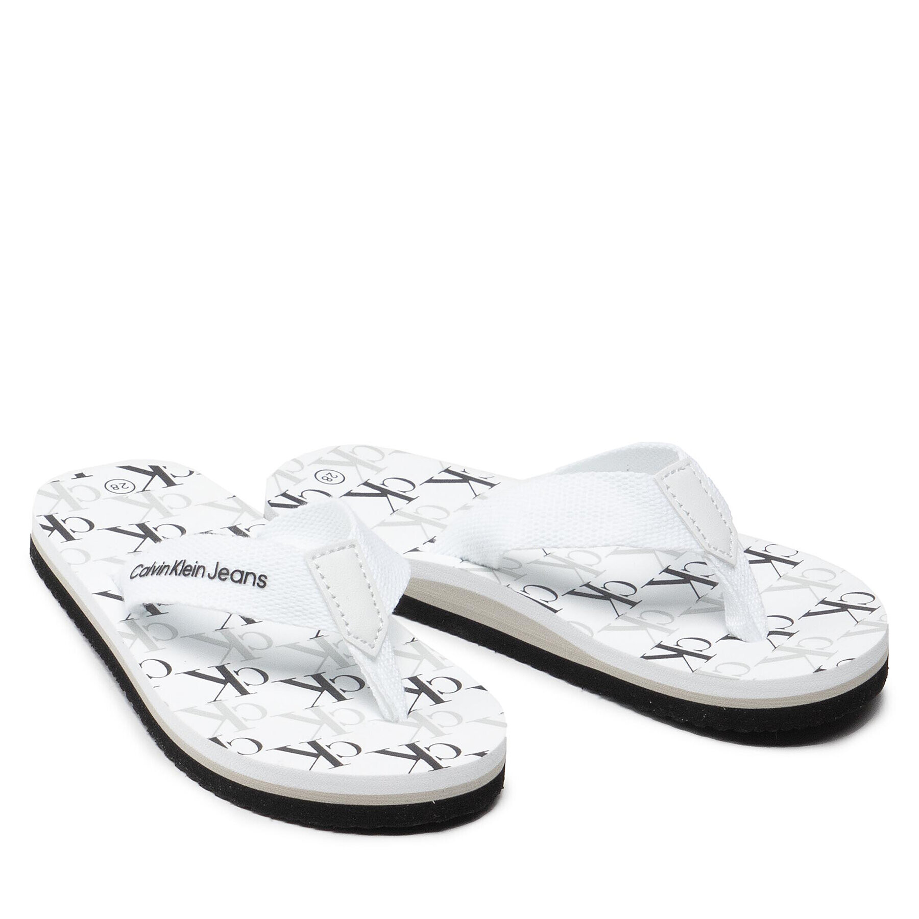 Calvin Klein Jeans Джапанки Logo Print Flip Flop V3X8-80156-0058 M Бял - Pepit.bg