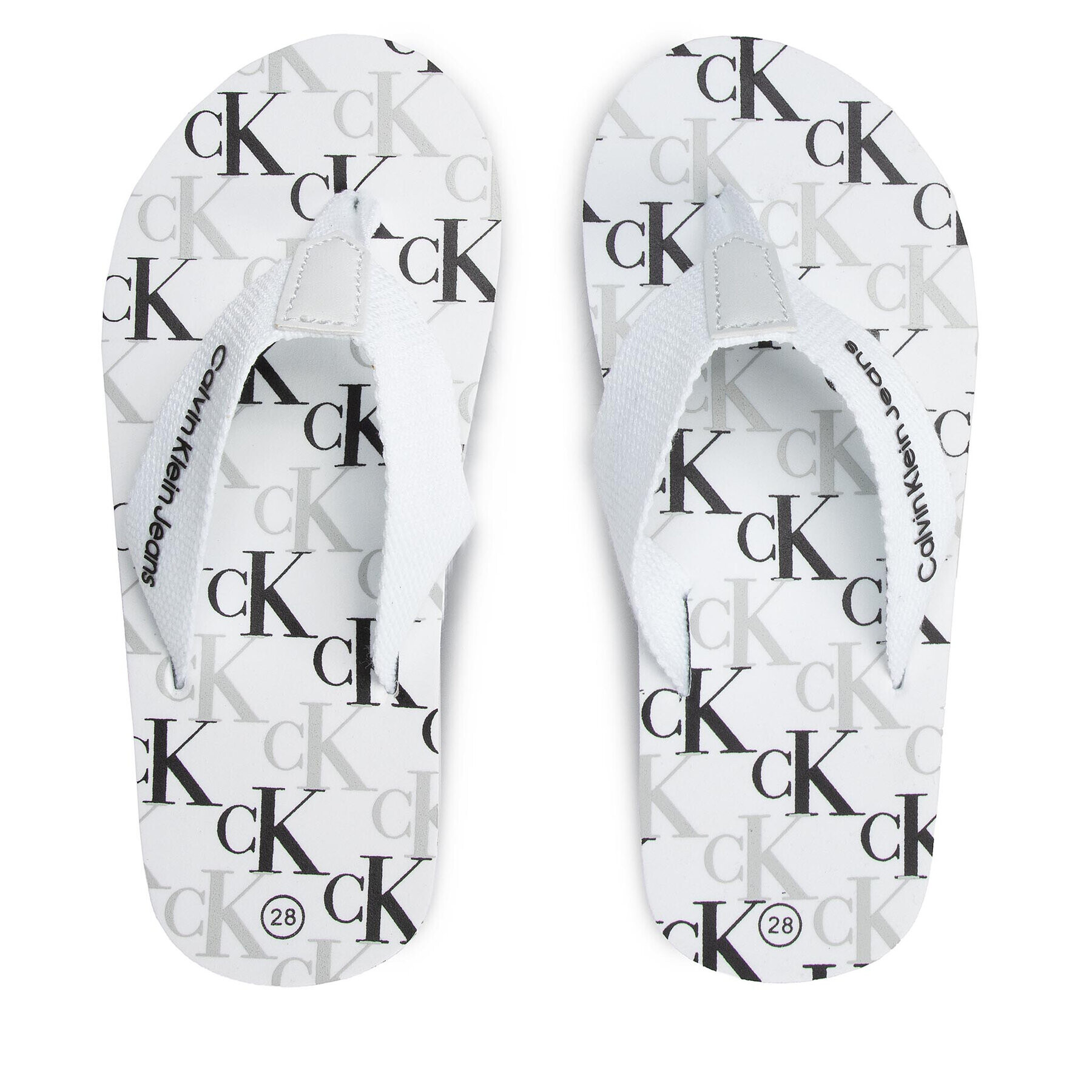 Calvin Klein Jeans Джапанки Logo Print Flip Flop V3X8-80156-0058 M Бял - Pepit.bg