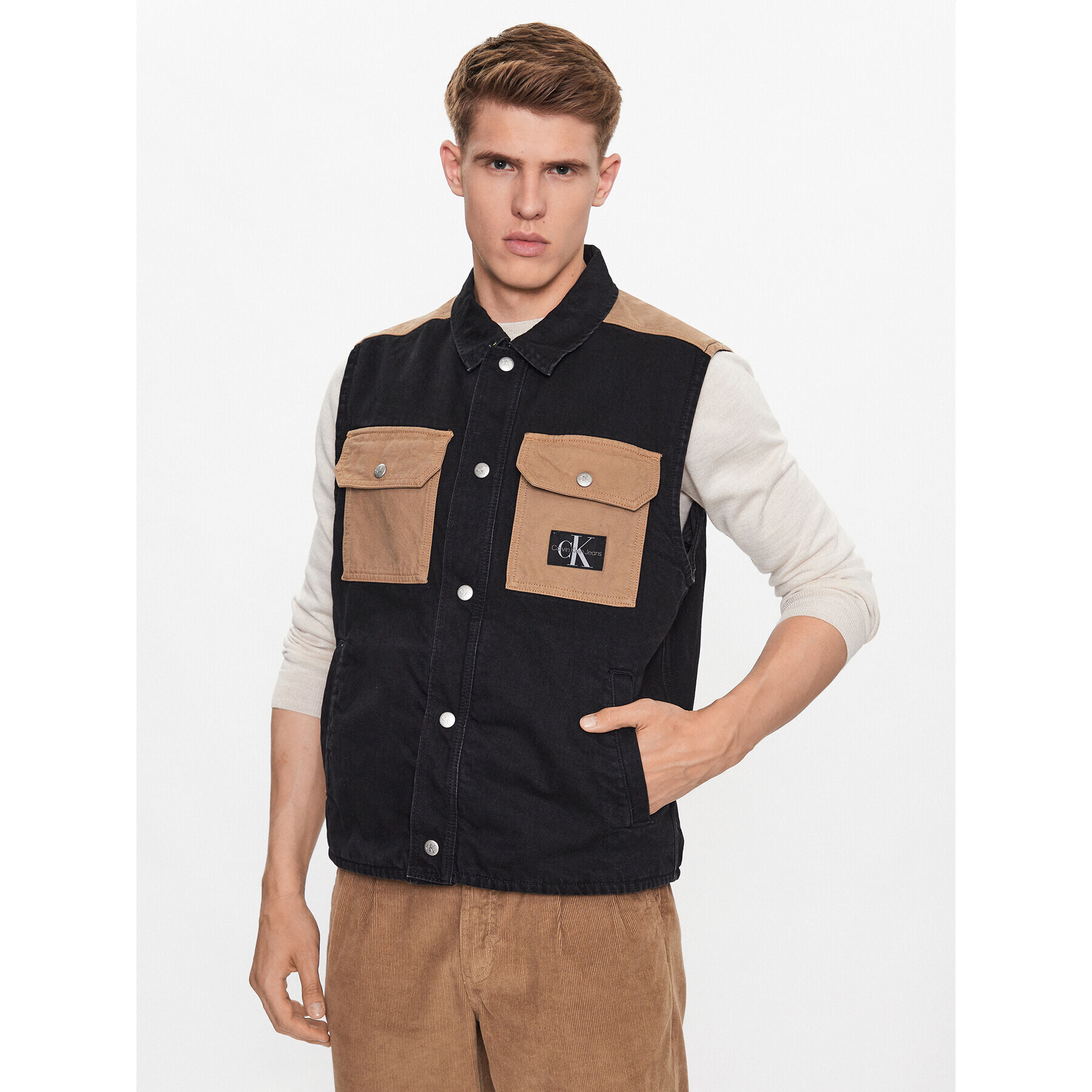 Calvin Klein Jeans Елек J30J323388 Черен Regular Fit - Pepit.bg