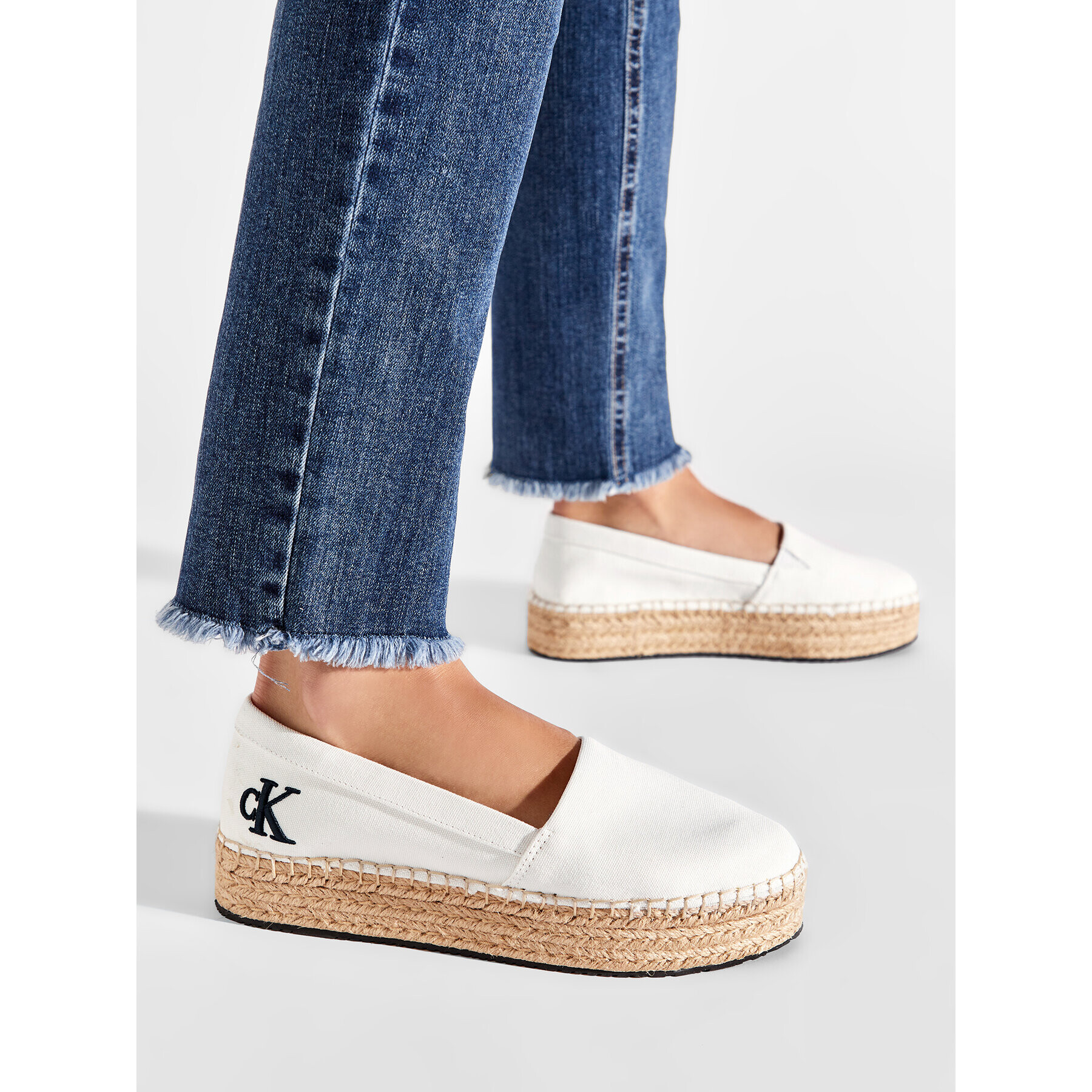 Calvin Klein Jeans Еспадрили Flatform Espadrille YW0YW00661 Бял - Pepit.bg