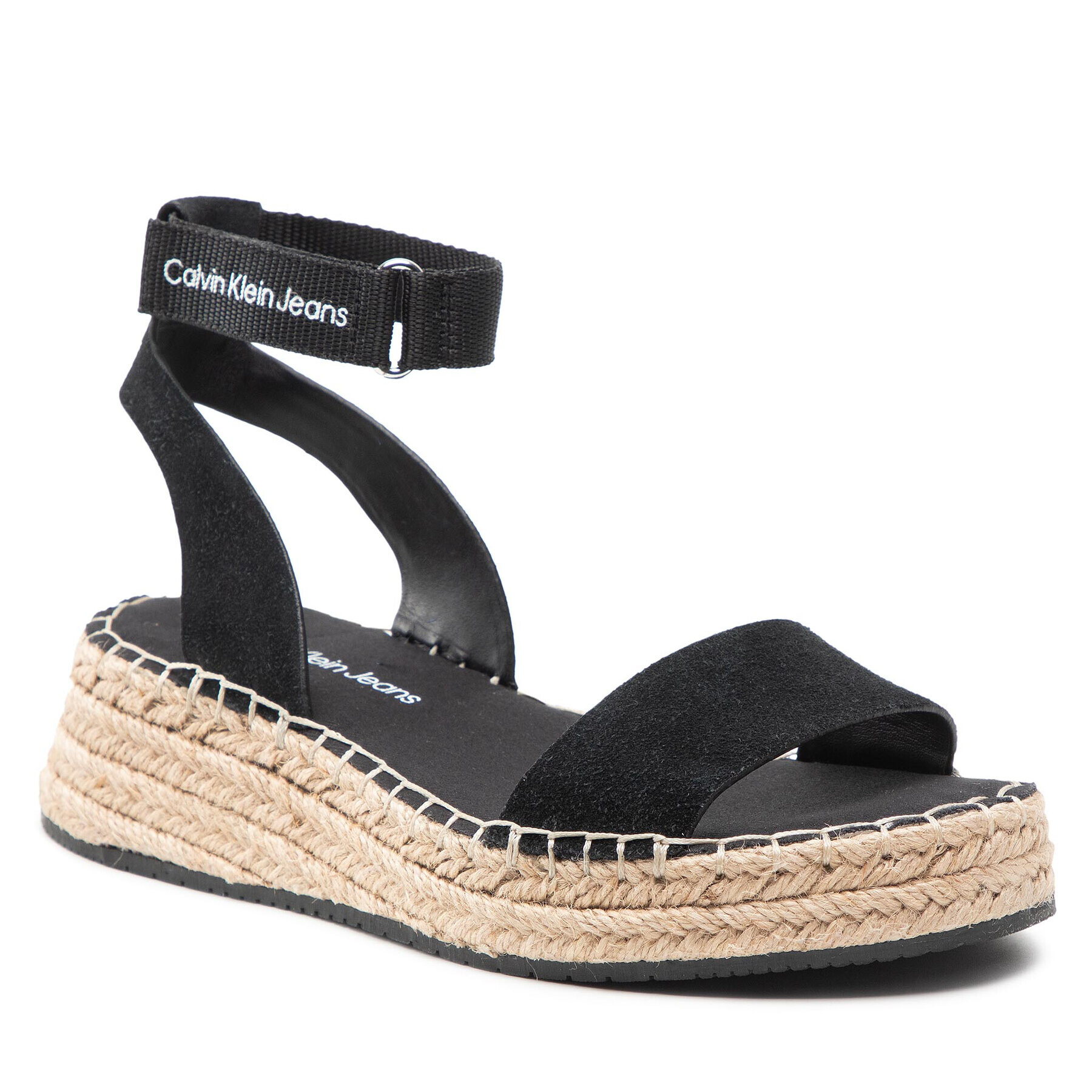 Calvin Klein Jeans Еспадрили Sporty Wedge Sandal Ankle Clip YW0YW00567 Черен - Pepit.bg