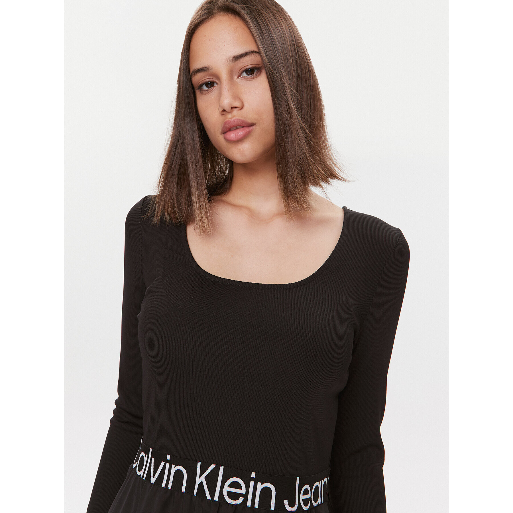 Calvin Klein Jeans Ежедневна рокля J20J222714 Черен Regular Fit - Pepit.bg