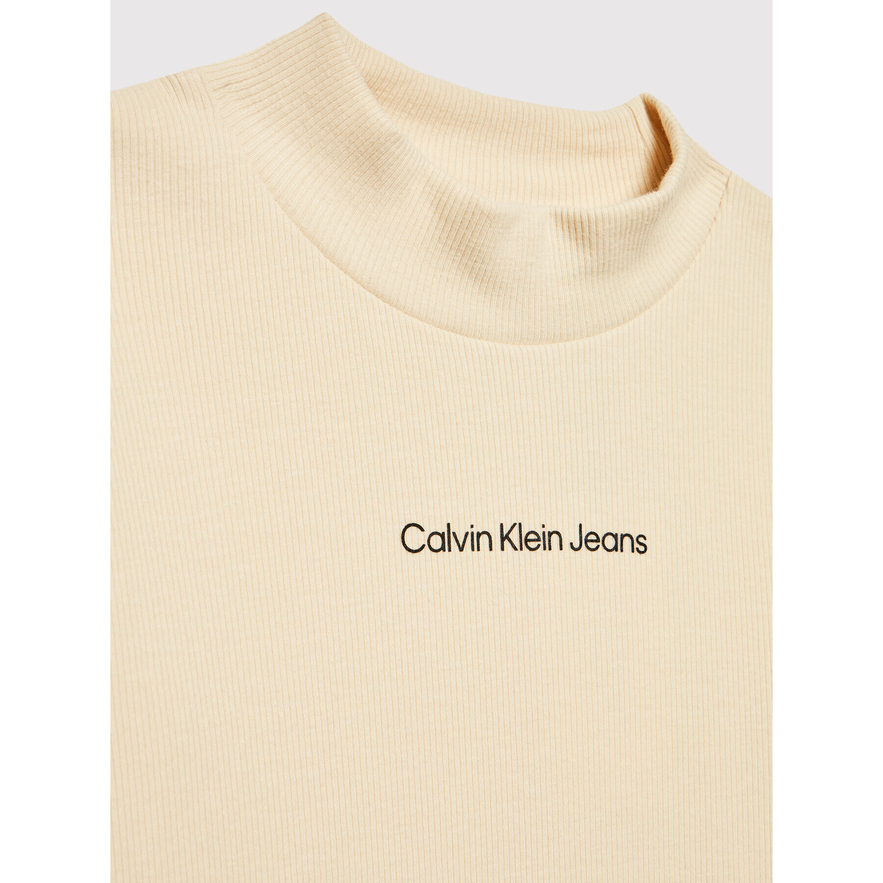 Calvin Klein Jeans Ежедневна рокля Irregular Rib Mock Neck IG0IG01317 Бежов Regular Fit - Pepit.bg