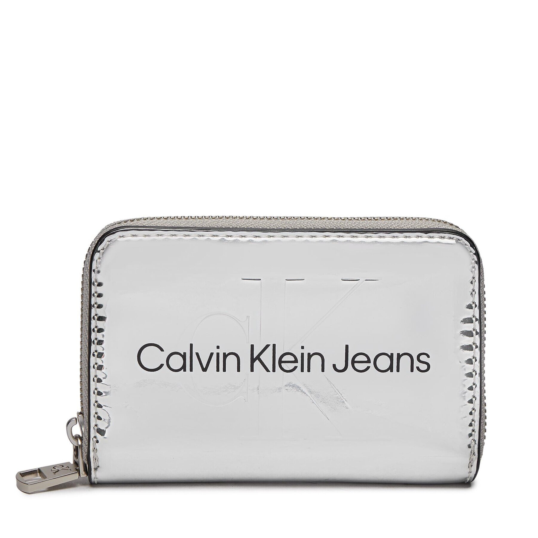 Calvin Klein Jeans Голям дамски портфейл Sculpted Med Zip Around Mono S K60K611863 Сребрист - Pepit.bg