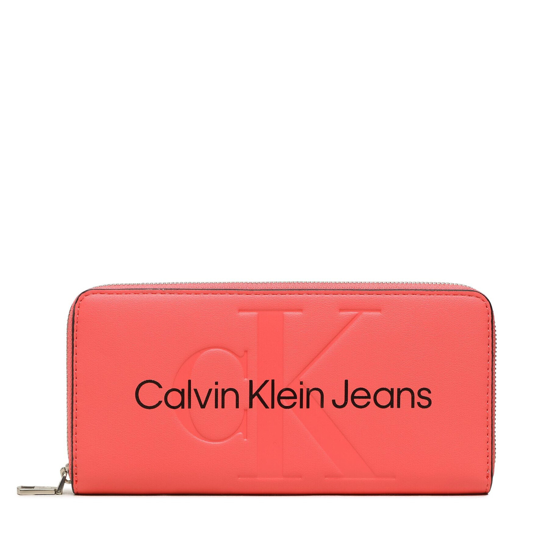 Calvin Klein Jeans Голям дамски портфейл Sculpted Mono Zip Around Mono K60K607634 Коралов - Pepit.bg