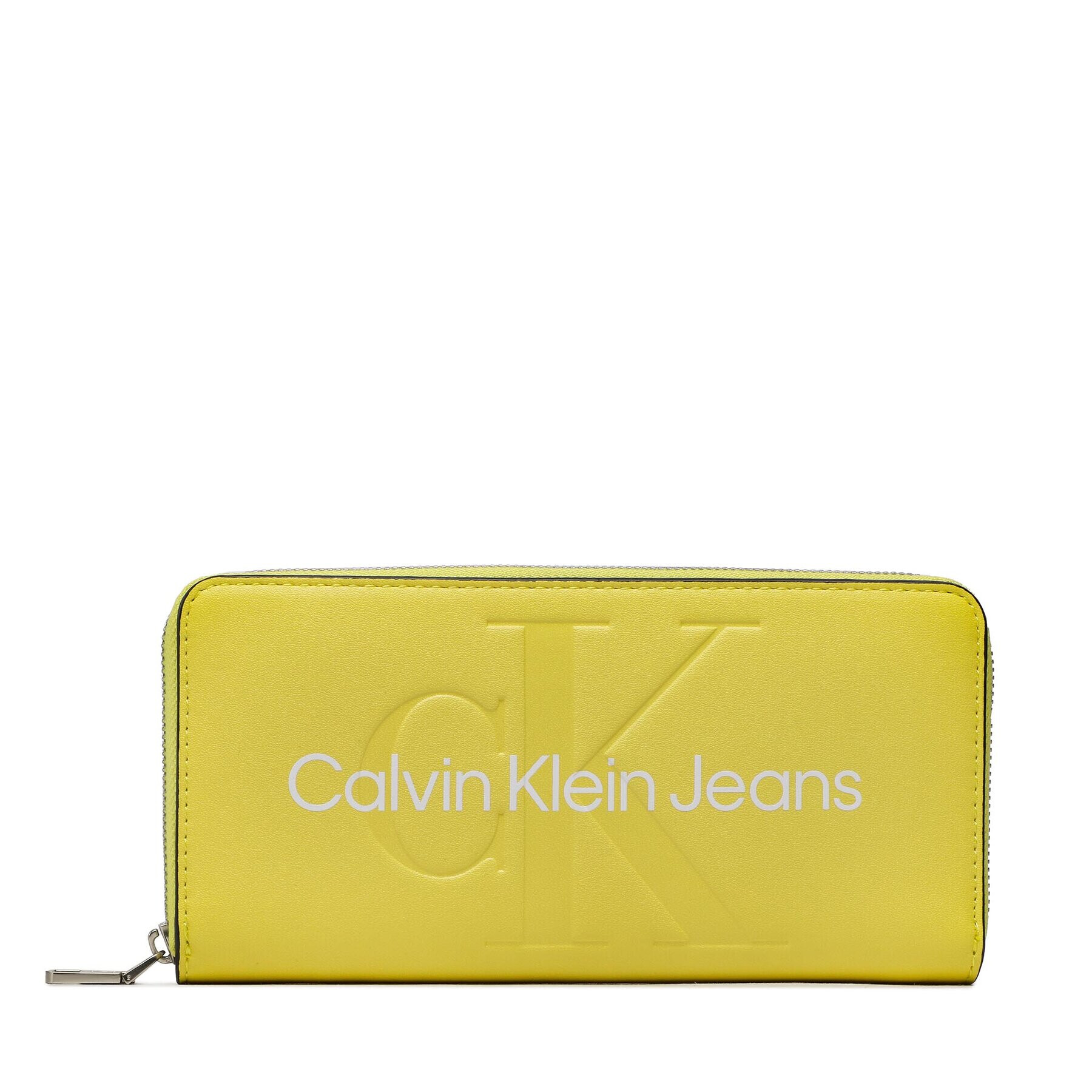 Calvin Klein Jeans Голям дамски портфейл Sculpted Mono Zip Around Mono K60K607634 Жълт - Pepit.bg