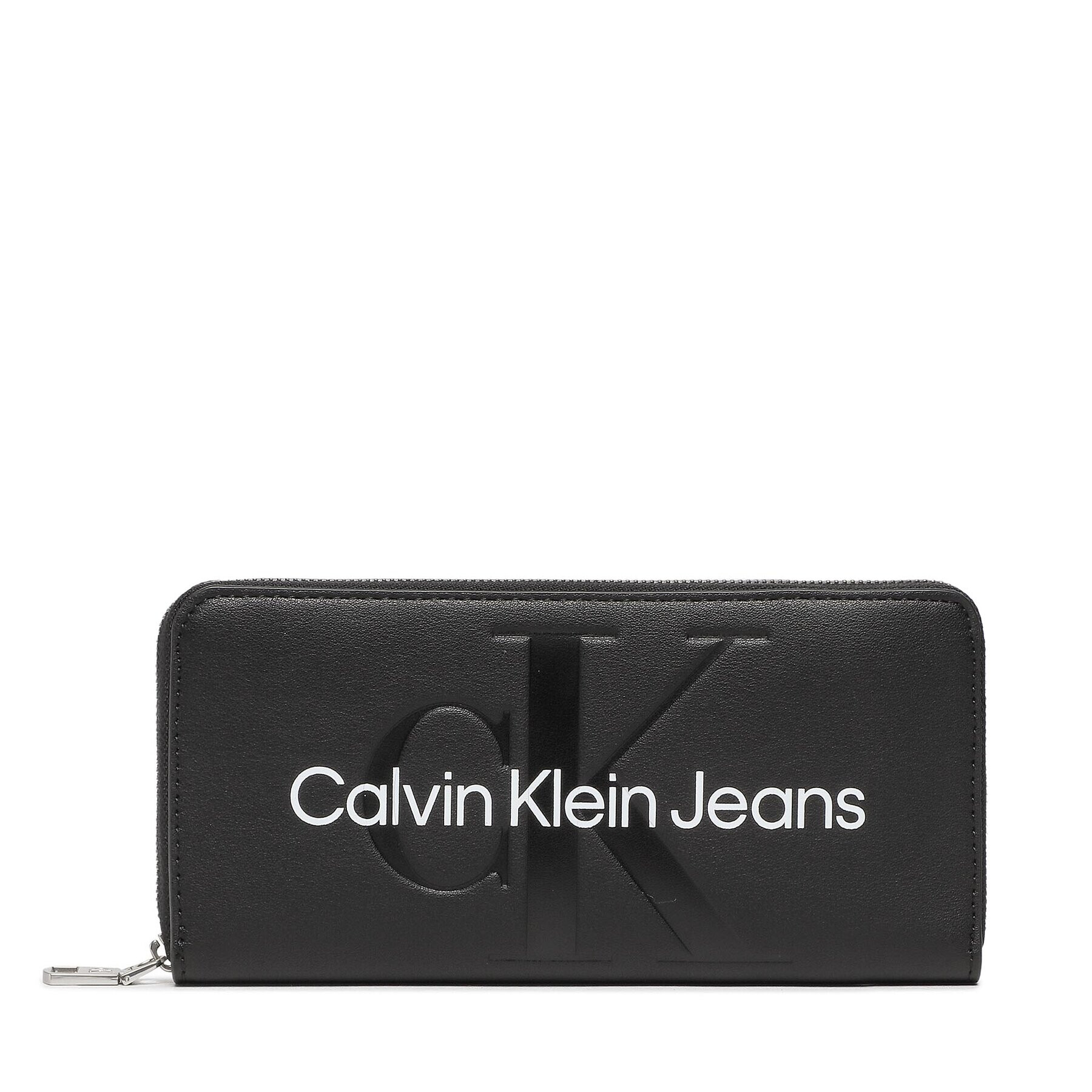 Calvin Klein Jeans Голям дамски портфейл Sculpted Zip Around Mono K60K610358 Черен - Pepit.bg