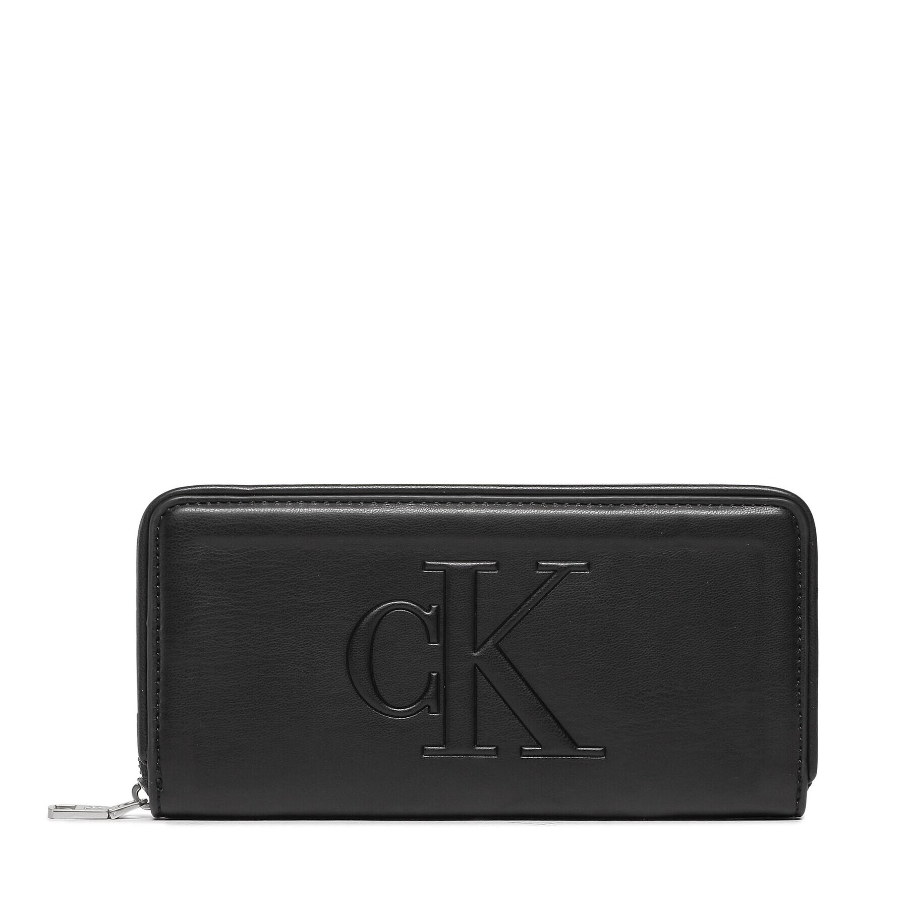 Calvin Klein Jeans Голям дамски портфейл Sculpted Zip Around Pipping K60K610348 Черен - Pepit.bg