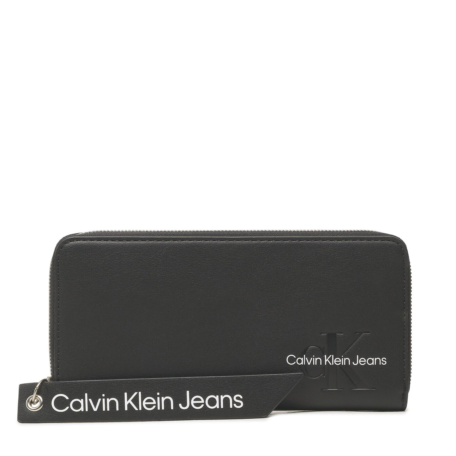 Calvin Klein Jeans Голям дамски портфейл Sculpted Zip Around Tag K60K610580 Черен - Pepit.bg