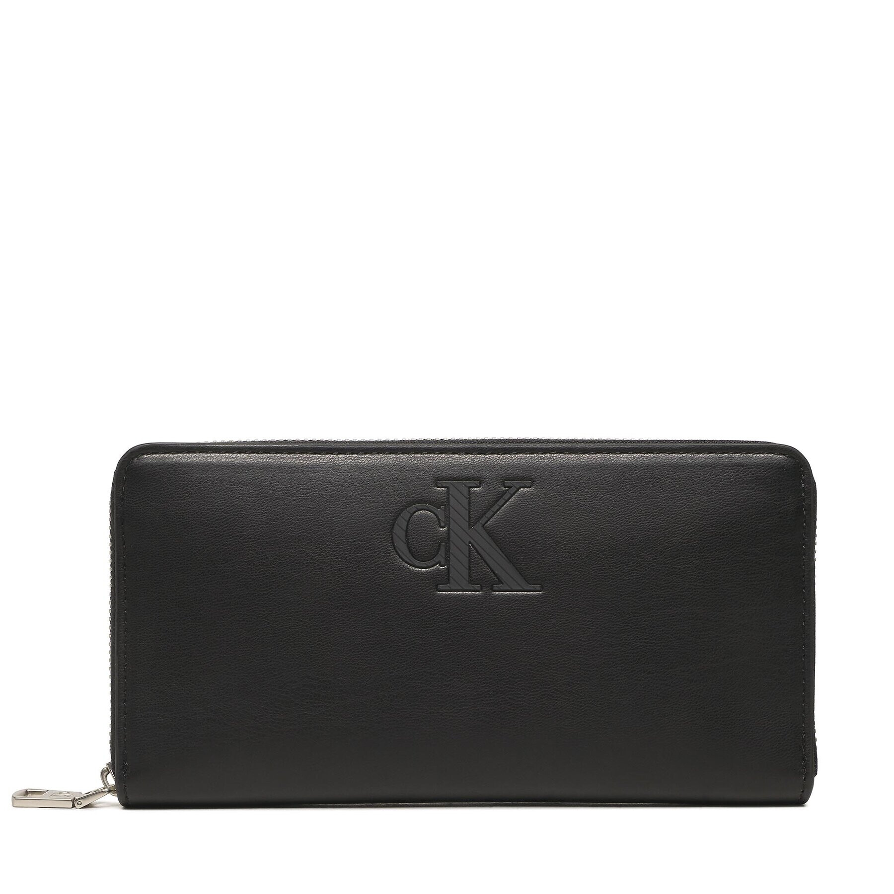 Calvin Klein Jeans Голям дамски портфейл Sleek Zip Around Solid K60K610346 Черен - Pepit.bg