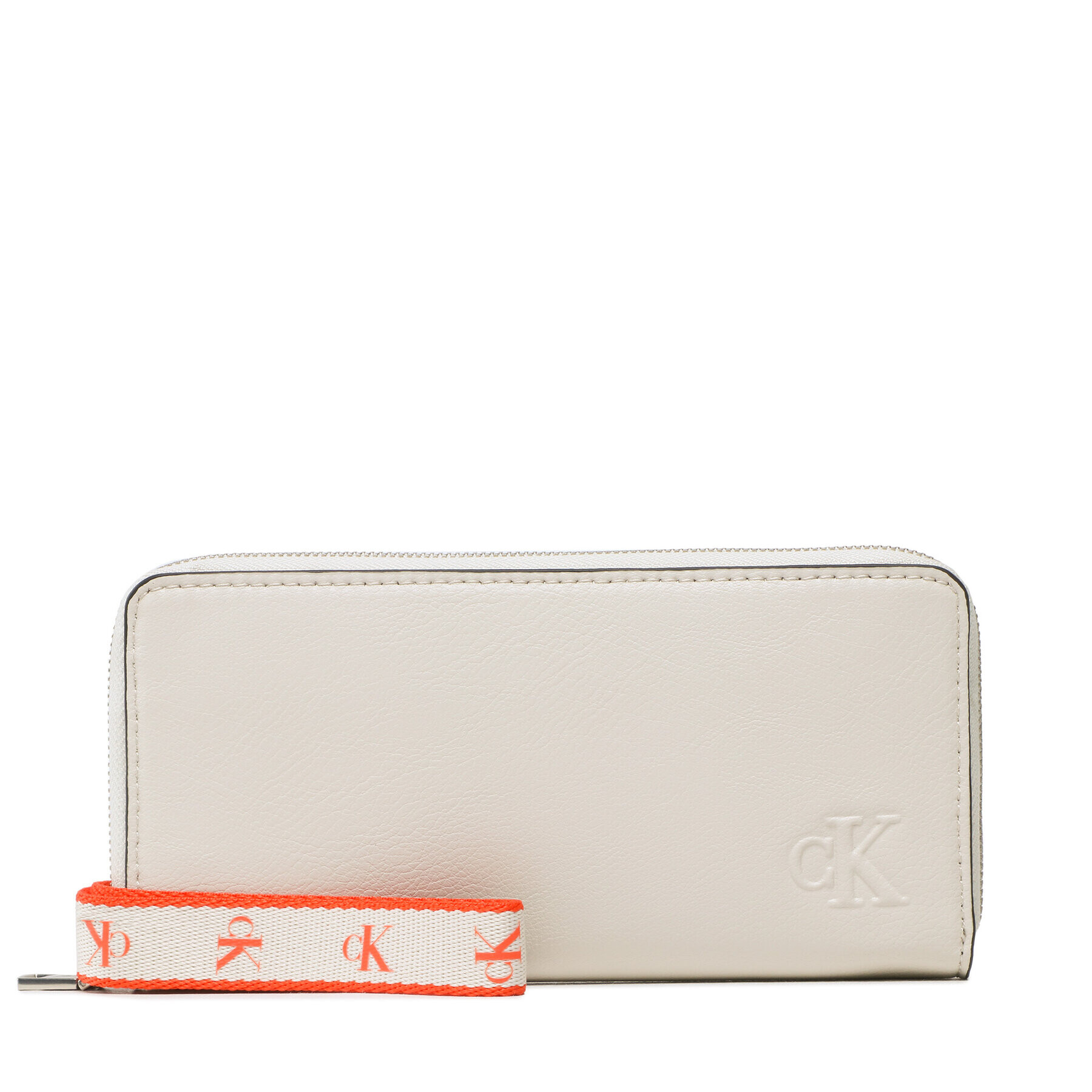 Calvin Klein Jeans Голям дамски портфейл Ultralight Zip Around W/Wristlet K60K610101 Бял - Pepit.bg