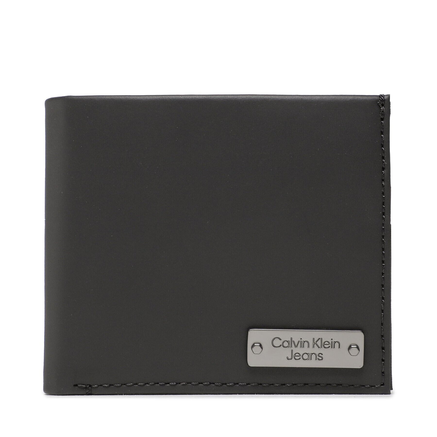 Calvin Klein Jeans Голям мъжки портфейл Plaque Bifold W/Coin K50K510445 Черен - Pepit.bg