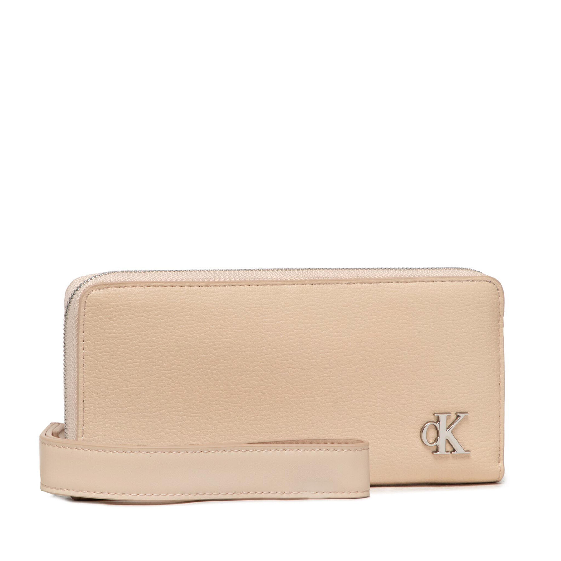 Calvin Klein Jeans Голям дамски портфейл Minimal Monogram Z/A W/Wristlet K60K608402 Бежов - Pepit.bg